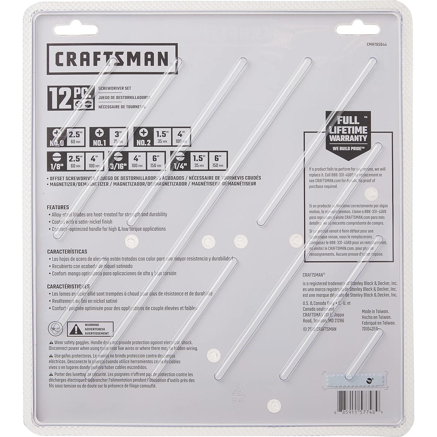 Juego de Destornilladores CRAFTSMAN 12 Piezas Acero Aleado