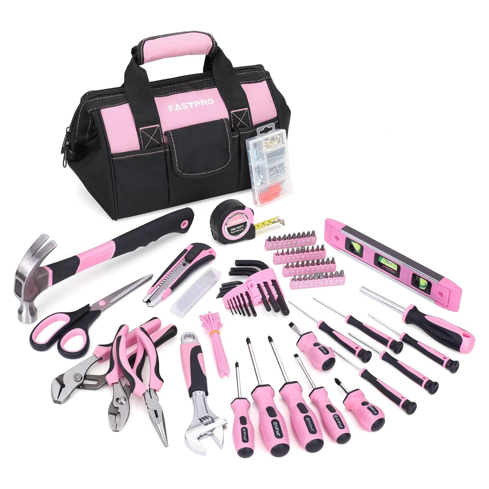 Juego de Herramientas Rápido Rosa 220 Piezas con Bolsa 30.48 cm