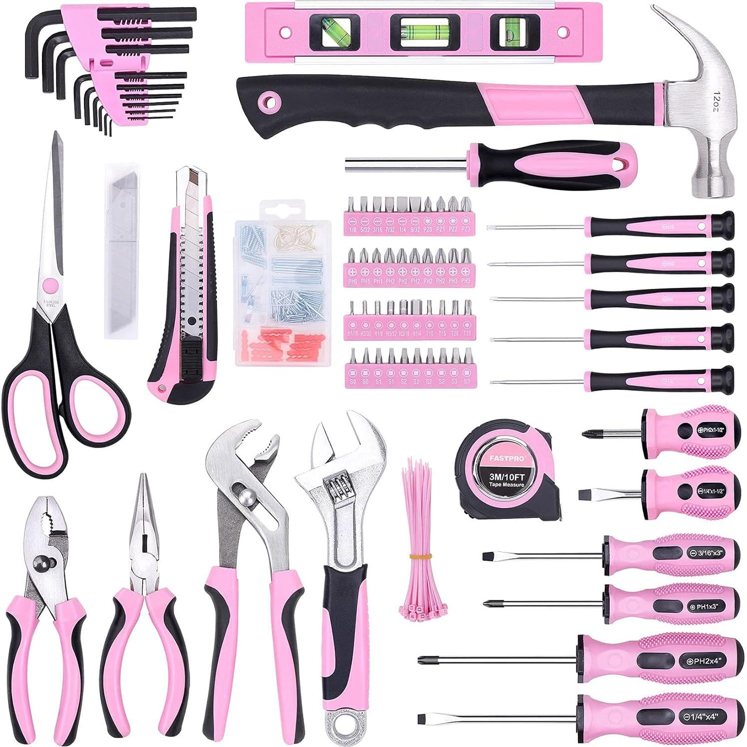 Juego de Herramientas Rápido Rosa 220 Piezas con Bolsa 30.48 cm