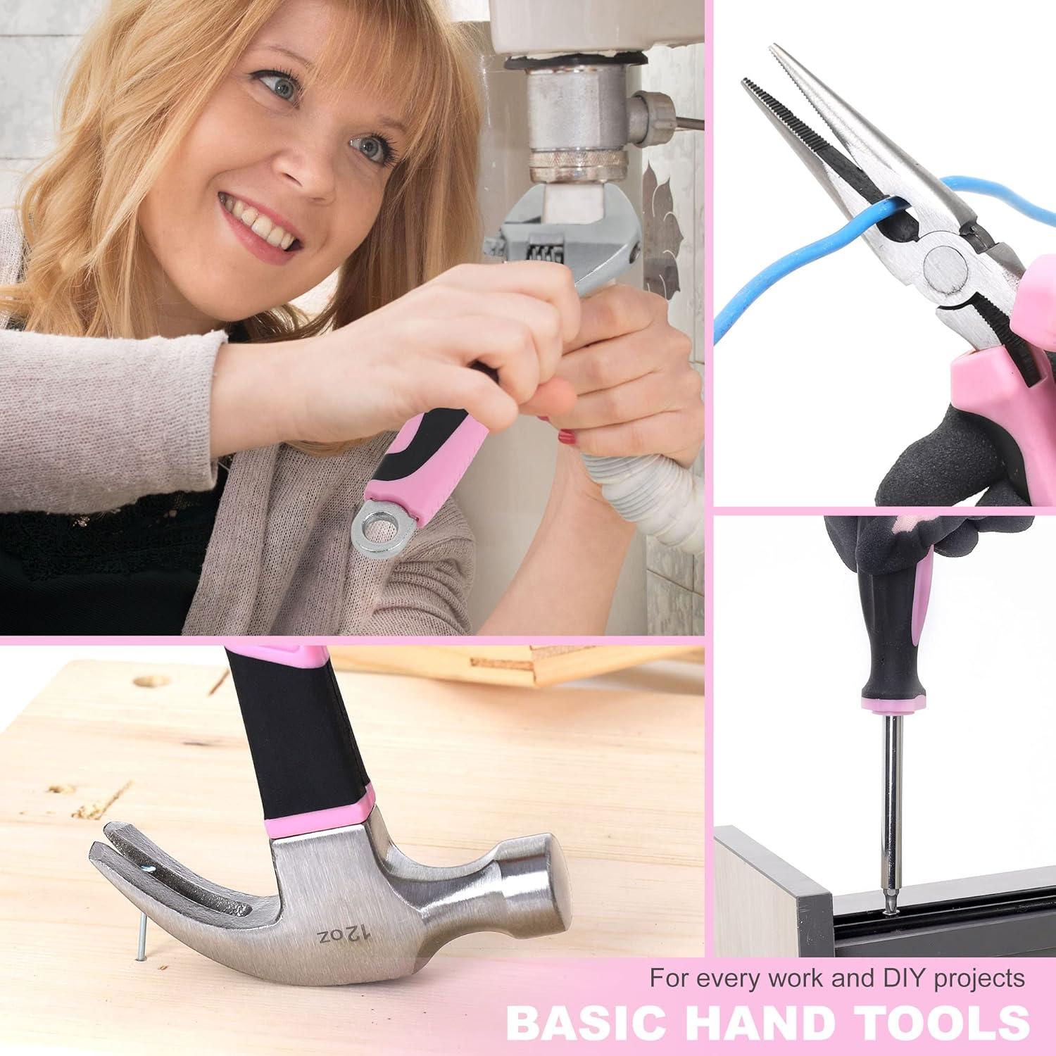 Juego de Herramientas Rápido Rosa 220 Piezas con Bolsa 30.48 cm