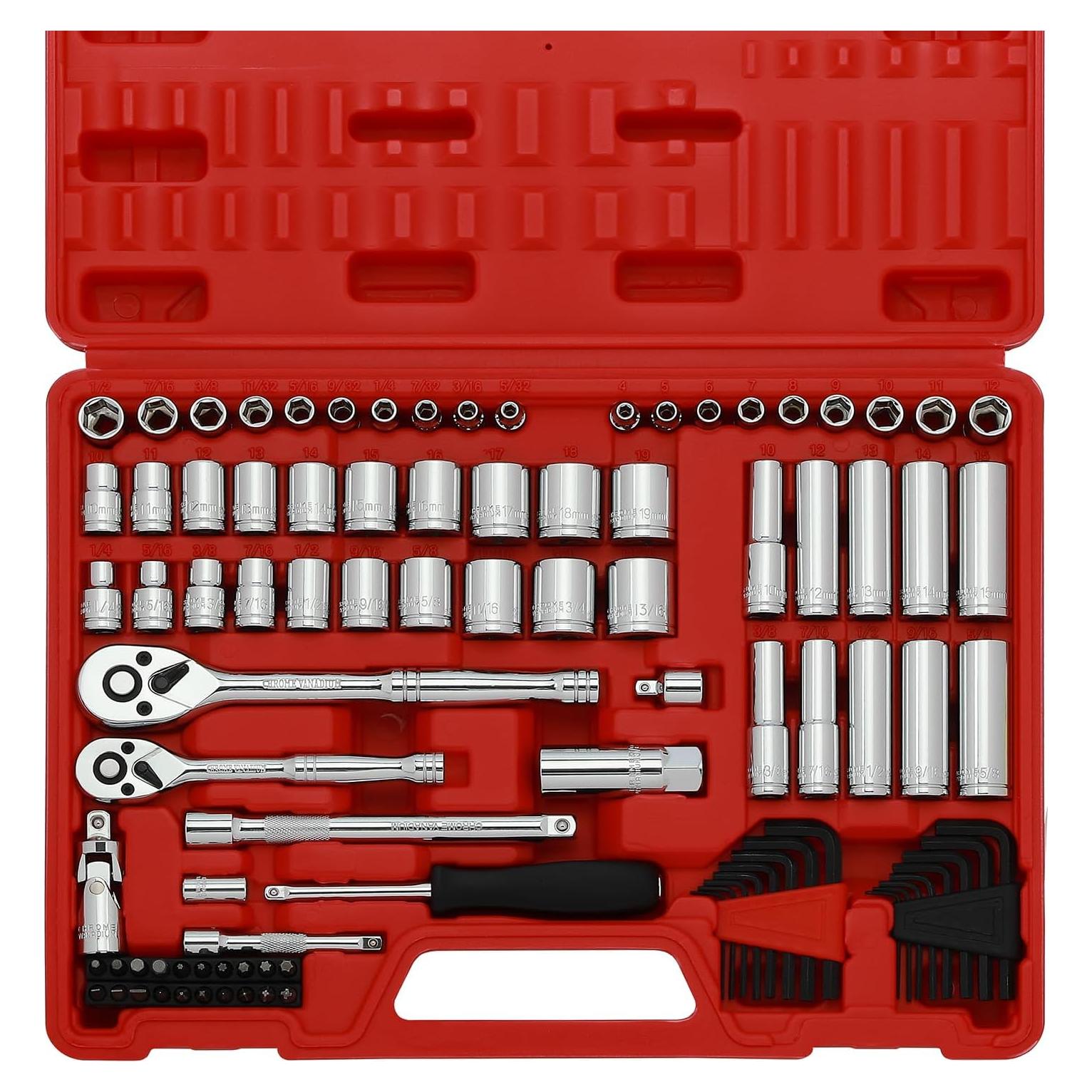 Juego de Llaves CASOMAN 94 Piezas 1/4" y 3/8" Métricas