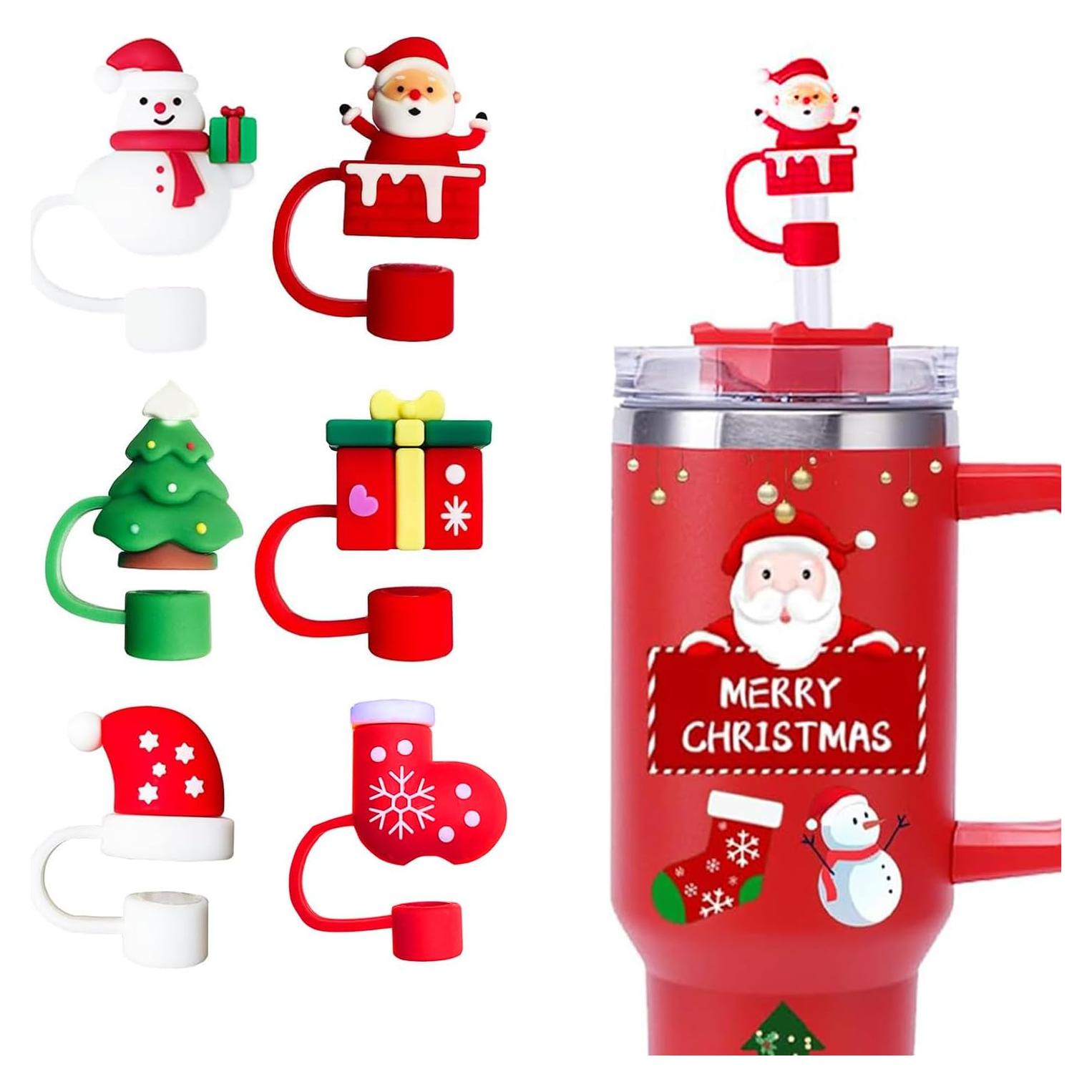 6 Tapas de Pajita Navideñas BUMSUNE para Taza Stanley 30-40 oz