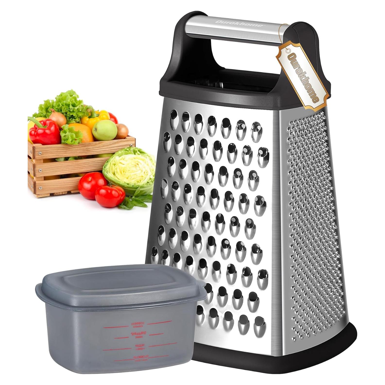 Rallador de Queso Ourokhome 4 en 1 Acero Inoxidable Negro