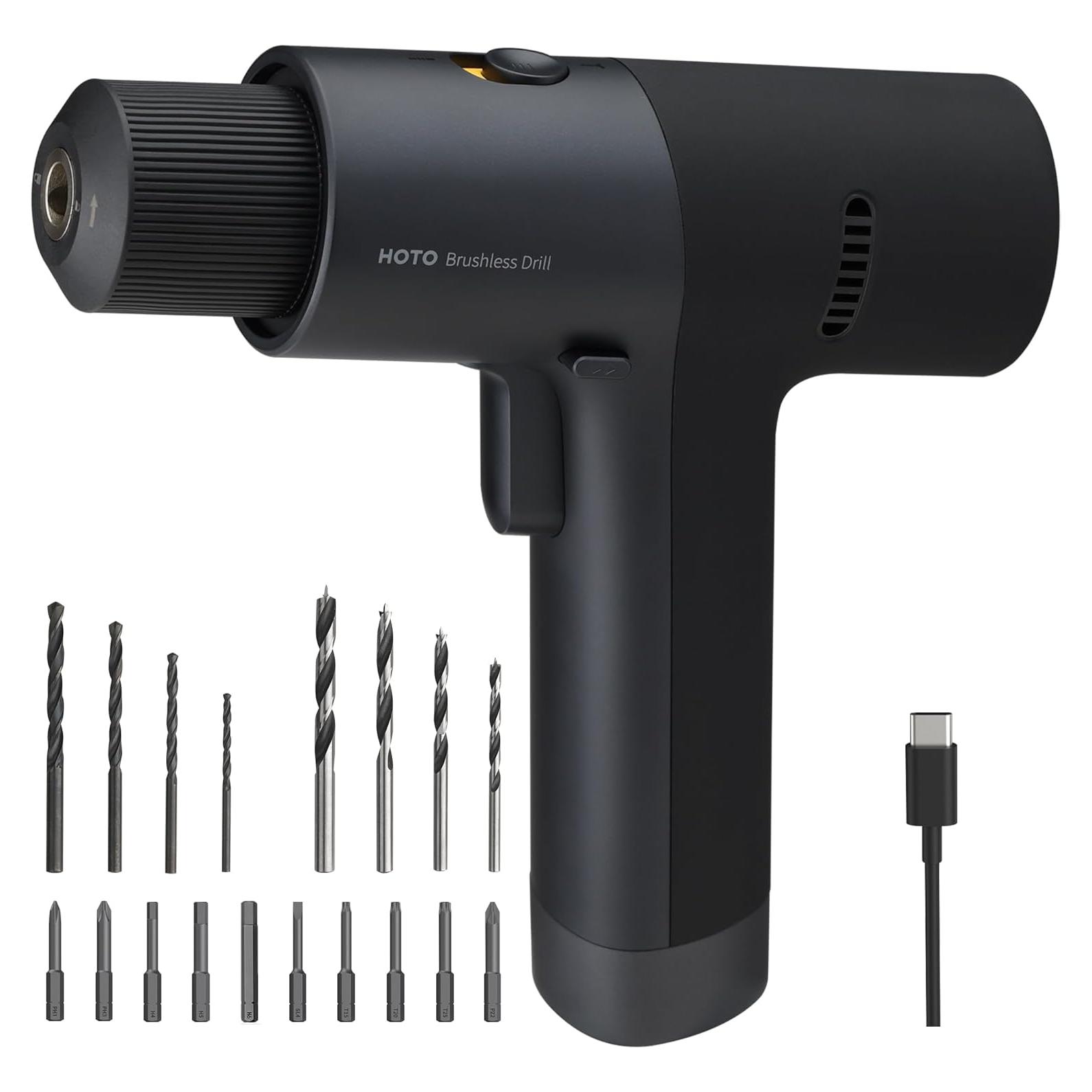 Taladro Inalámbrico HOTO 12V Sin Escobillas 30N·m LED 1400RPM