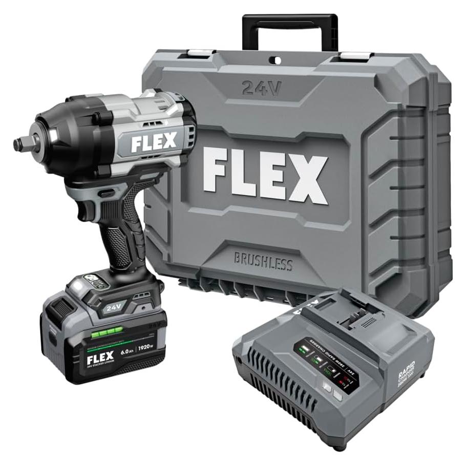 Llave de Impacto Inalámbrica FLEX 24V 1/2" 1500 Ft-Lbs con Batería 6.0Ah