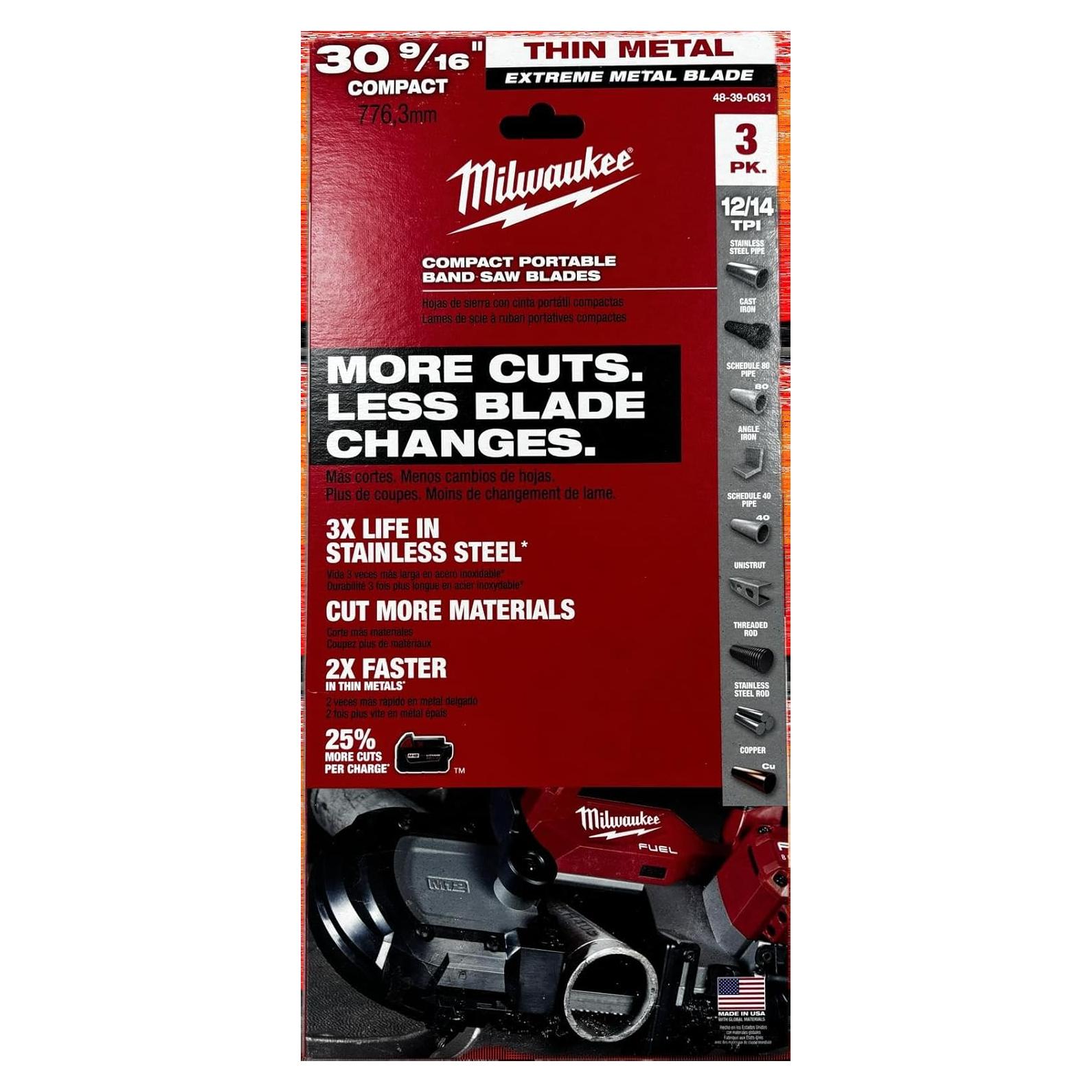 Hoja de sierra de cinta Milwaukee 48-39-0631 77 cm 12/14 TPI 3 Piezas