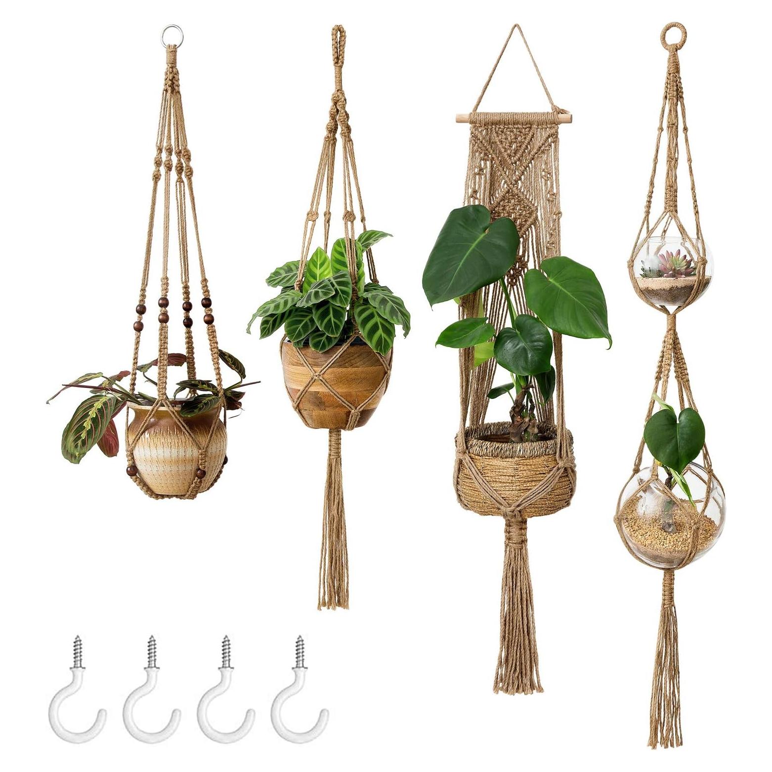 Conjunto de 4 colgadores de macramé Mkono para plantas 139.7 cm