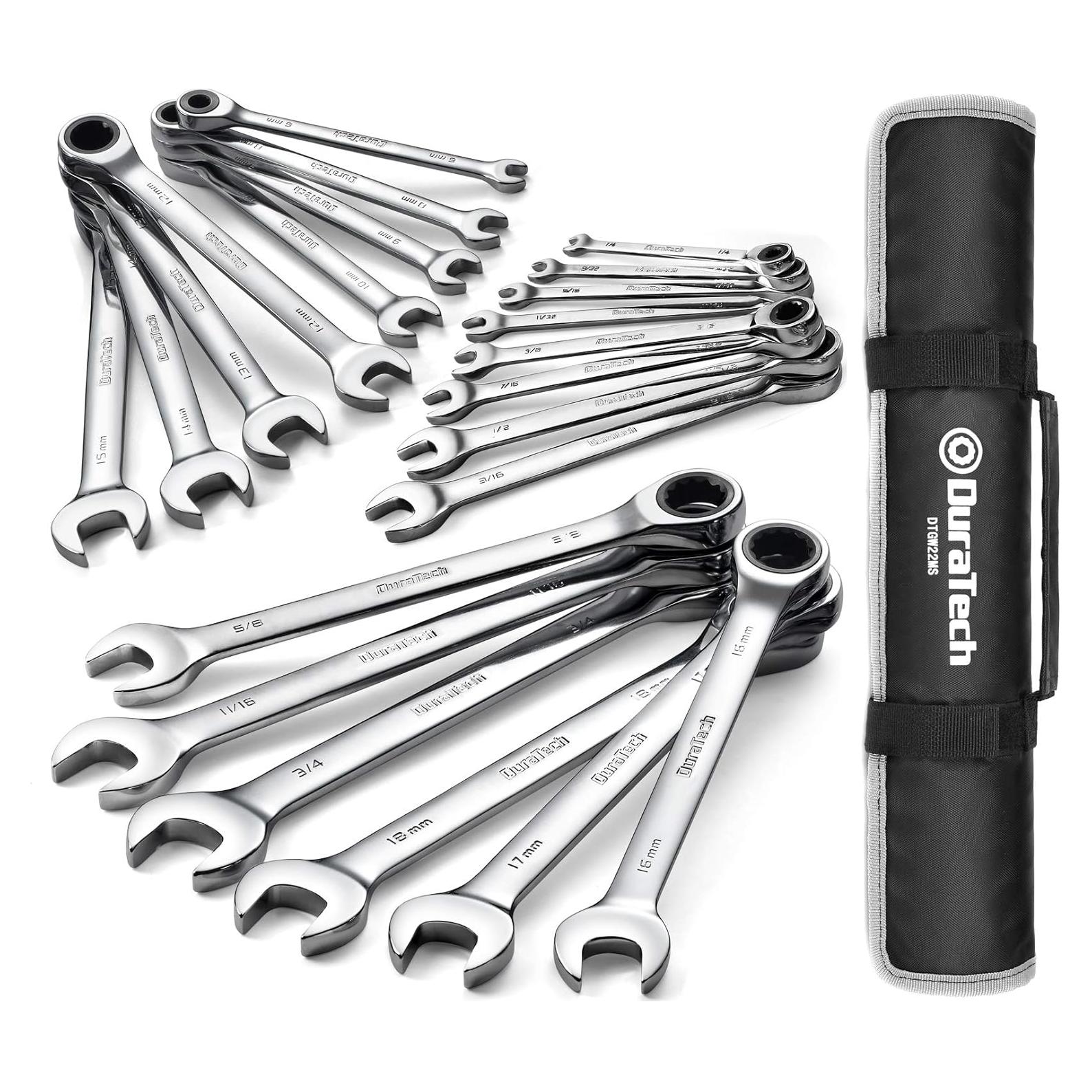 Juego de Llaves Combinadas de Carraca DURATECH 22 Piezas