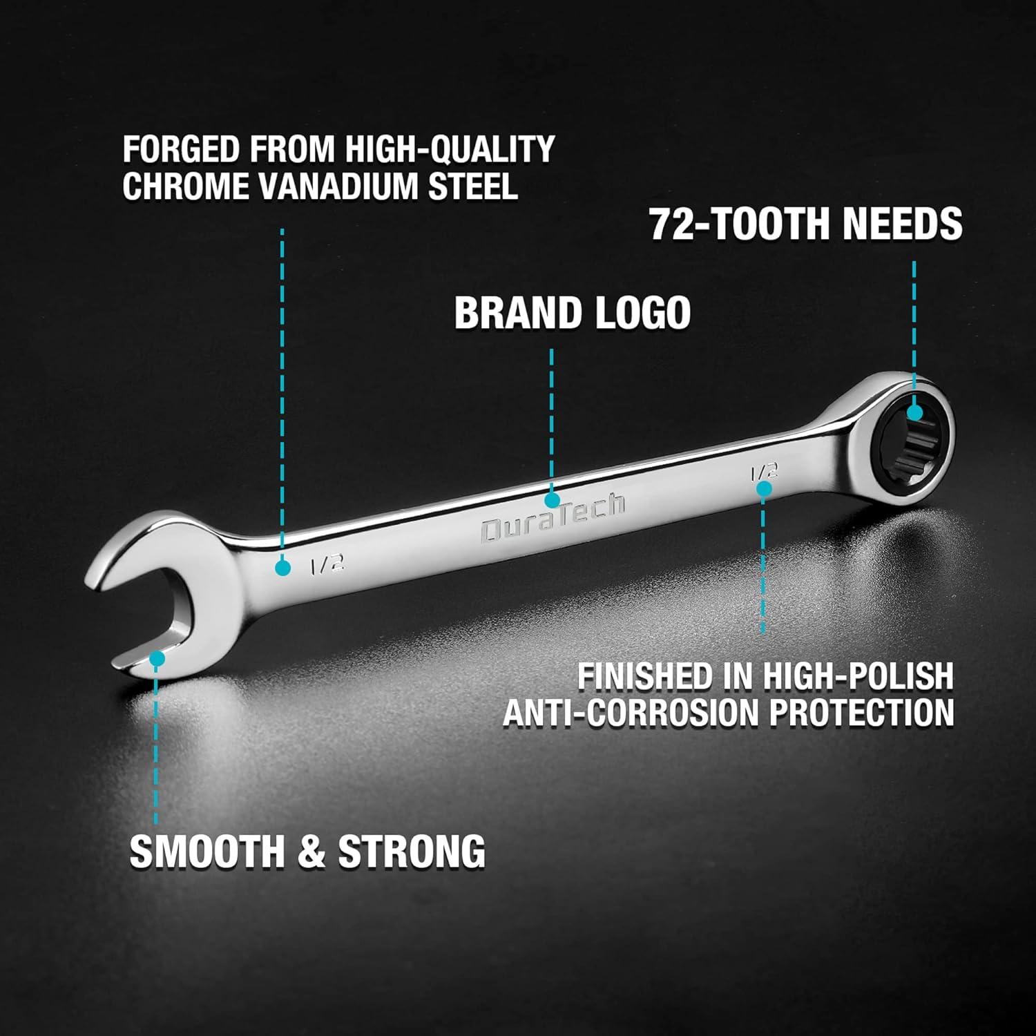Juego de Llaves Combinadas de Carraca DURATECH 22 Piezas