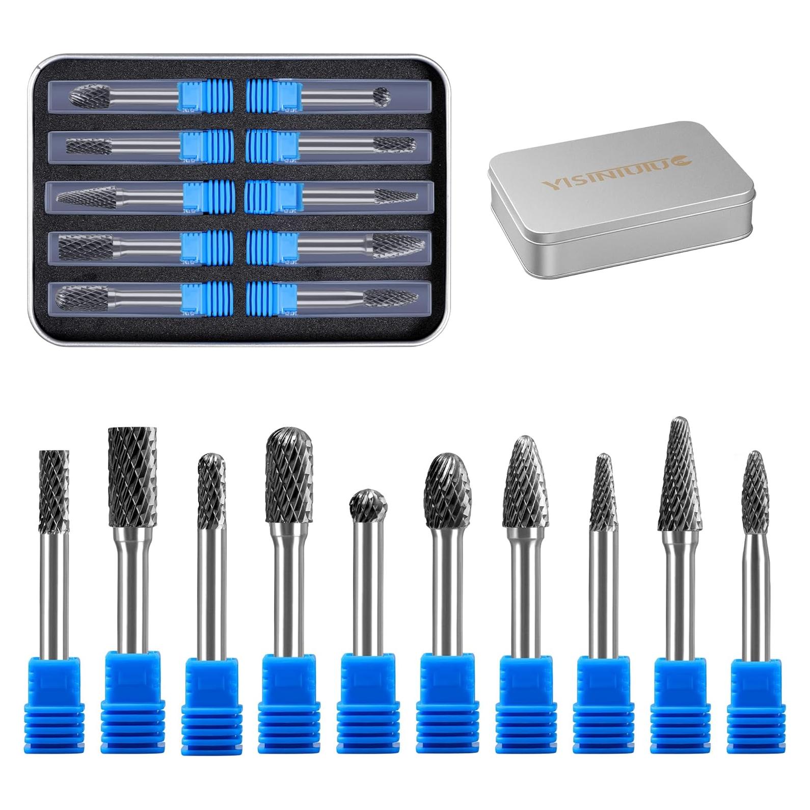 Juego de Fresas de Carburo YISINIUTUO 10 Piezas 6.35mm