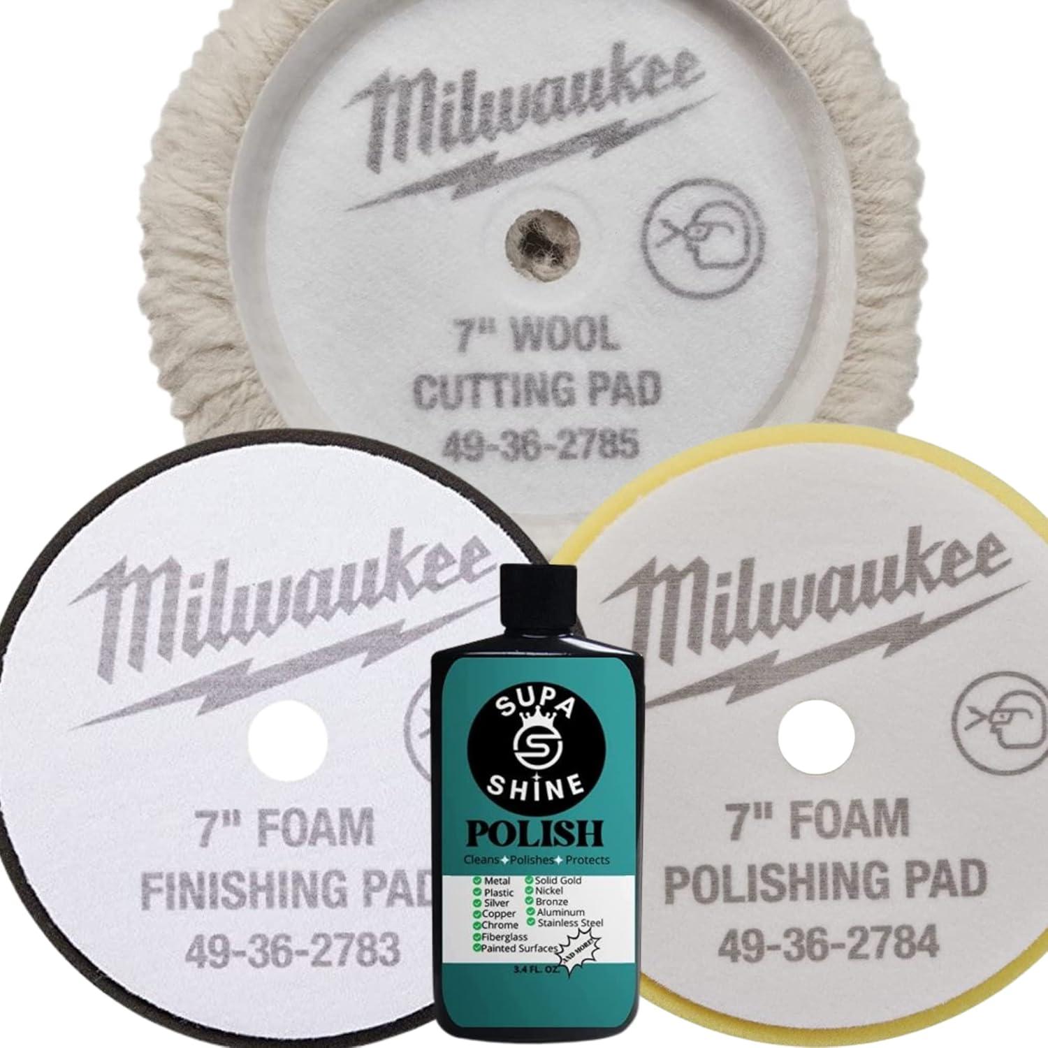Kit de Pulido Milwaukee 7" con 3 Almohadillas y Supa Shine