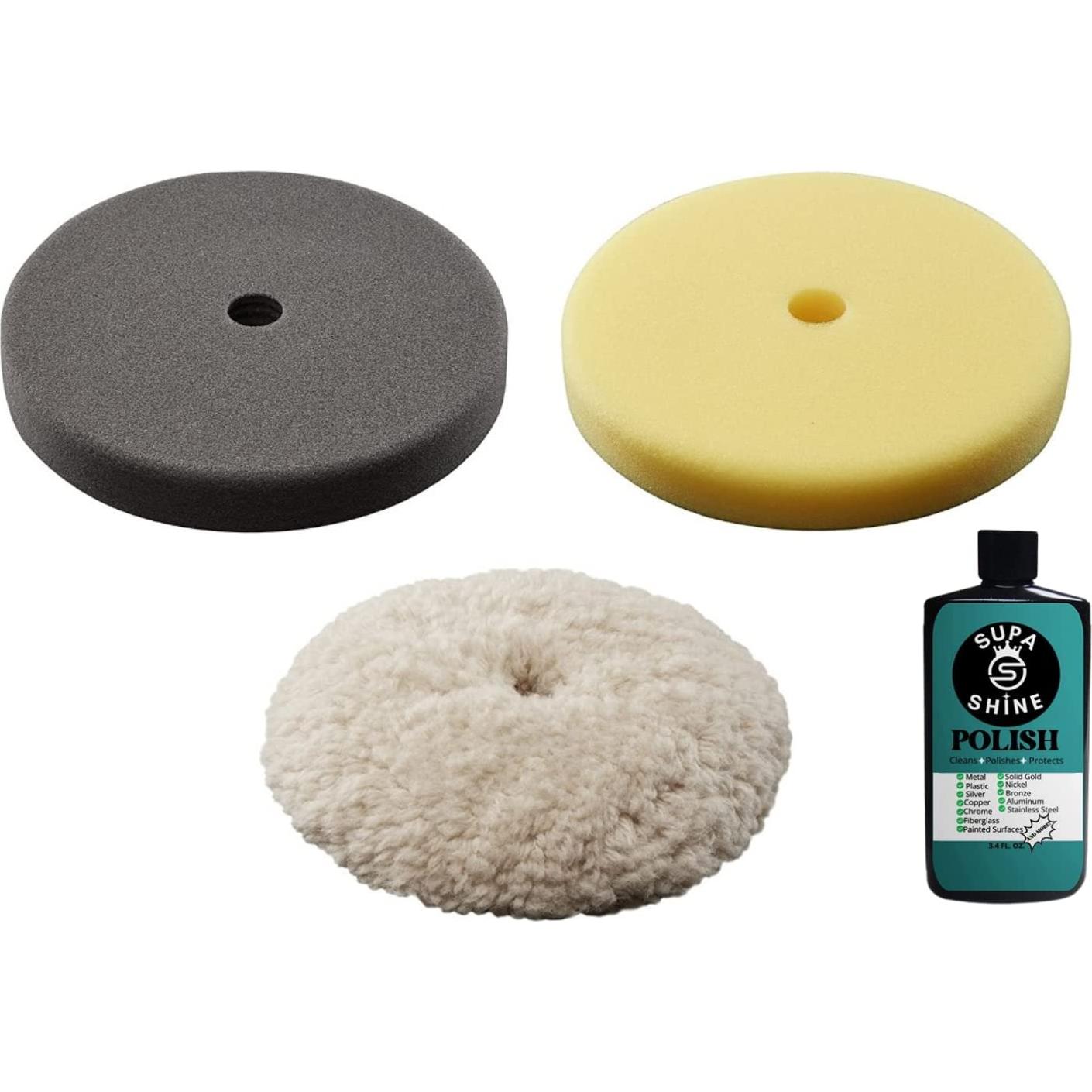 Kit de Pulido Milwaukee 7" con 3 Almohadillas y Supa Shine