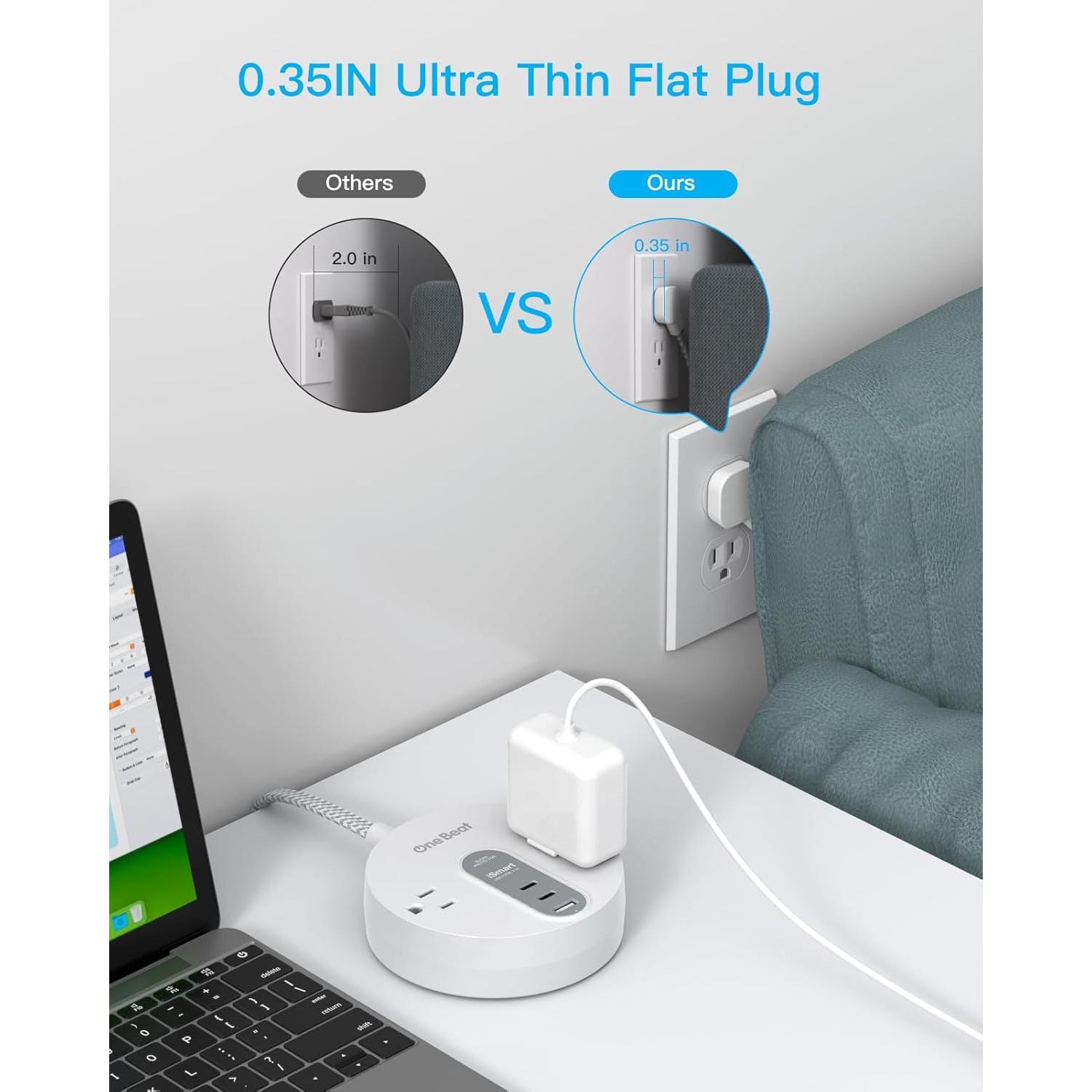 Regleta de Protección One Beat OBT2UC con 2 USB C y 3 USB