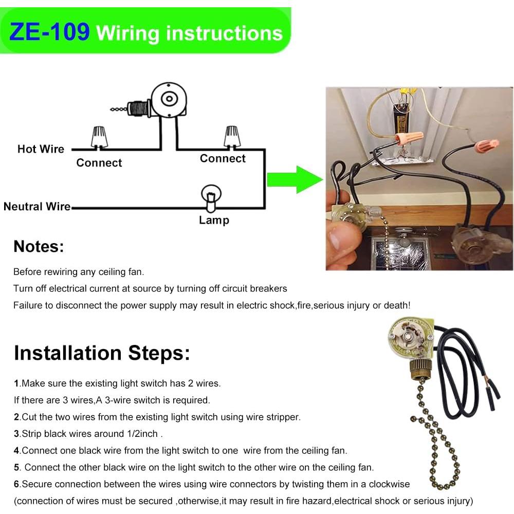 Interruptor de Luz Zing Ear ZE-109 para Ventilador de Techo - Paquete de 2, Bronce
