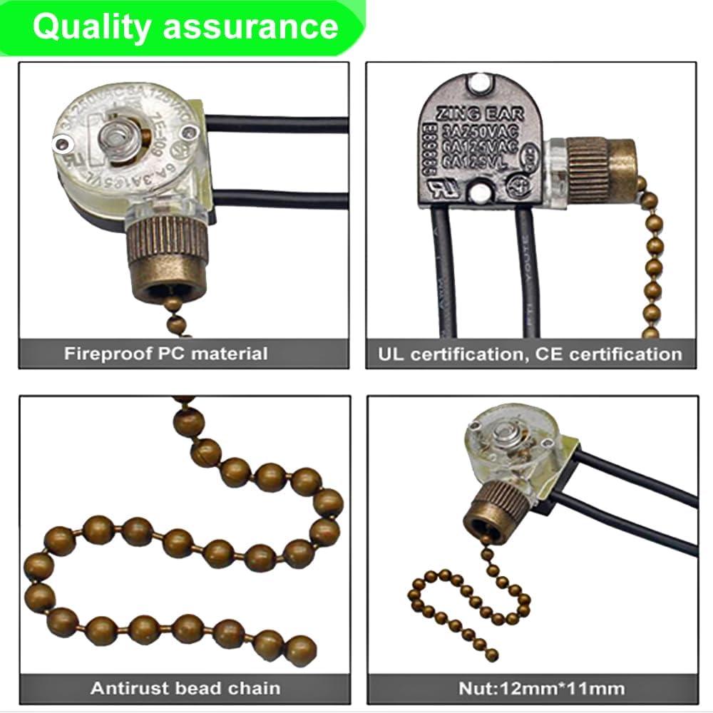 Interruptor de Luz Zing Ear ZE-109 para Ventilador de Techo - Paquete de 2, Bronce