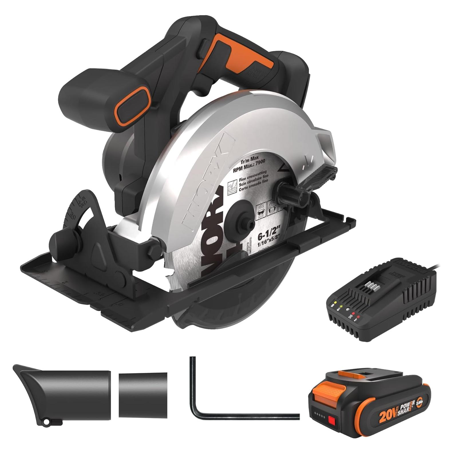 Sierra Circular Eléctrica Inalámbrica Worx 20V 6-1/2" 4700 RPM