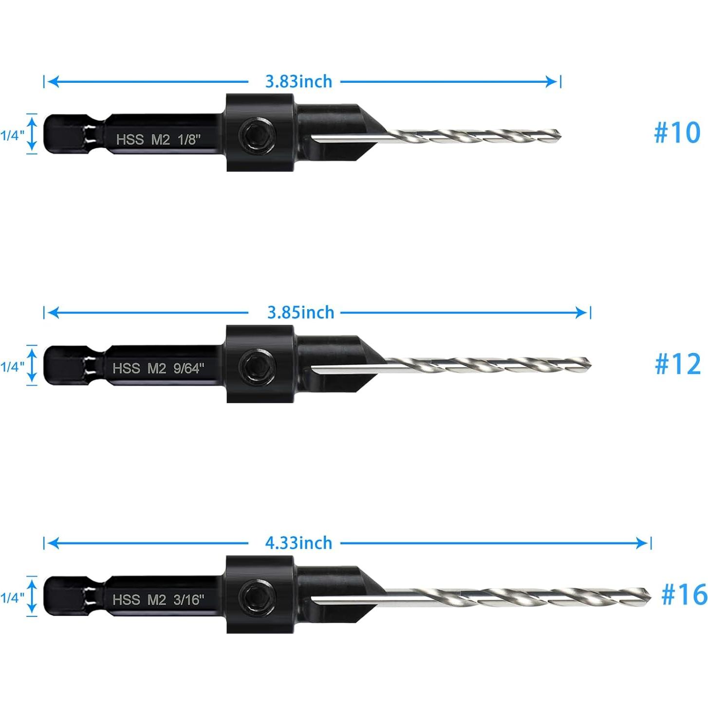 Juego de Brocas Avellanadoras 3 Piezas DKIBBITH Ajustables