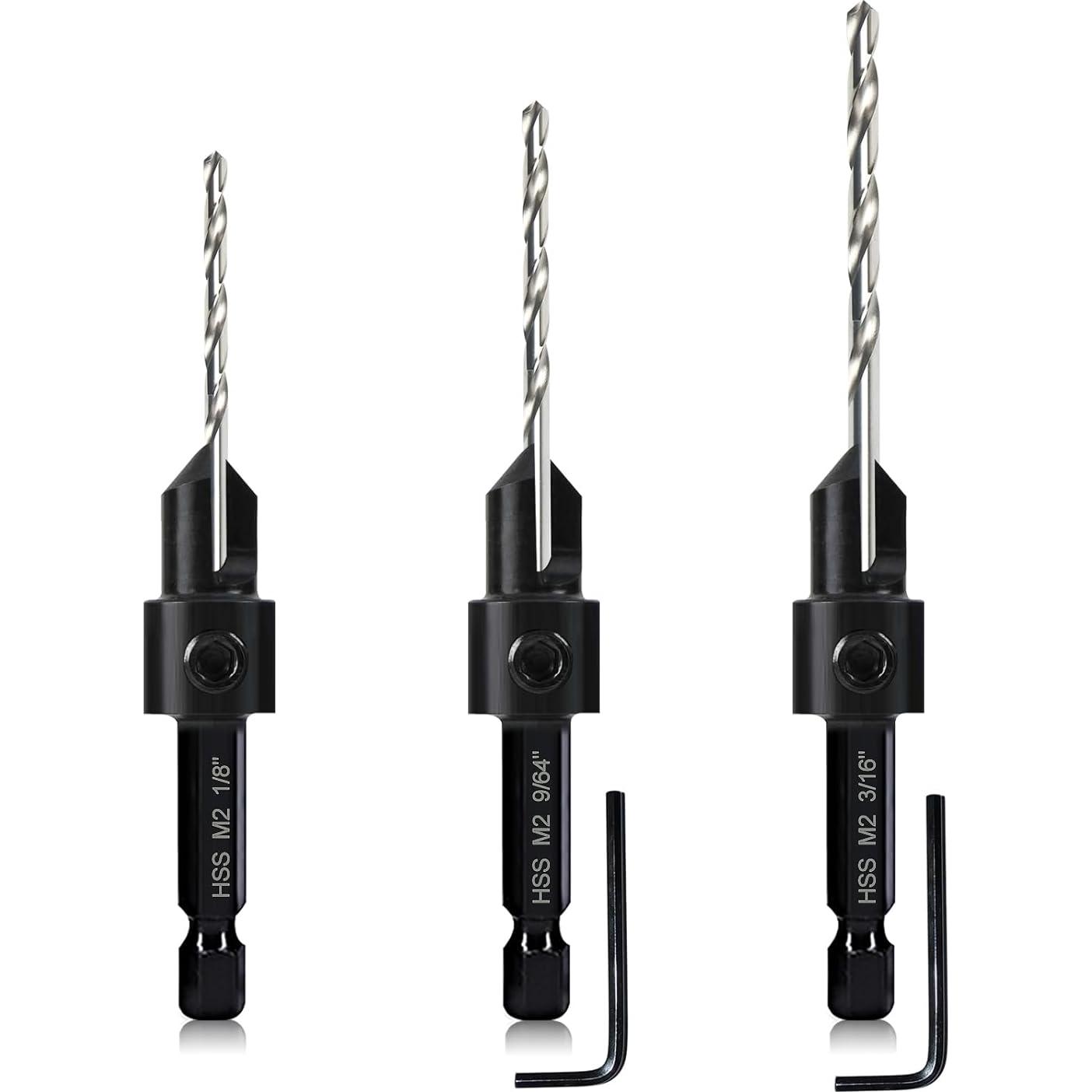 Juego de Brocas Avellanadoras 3 Piezas DKIBBITH Ajustables