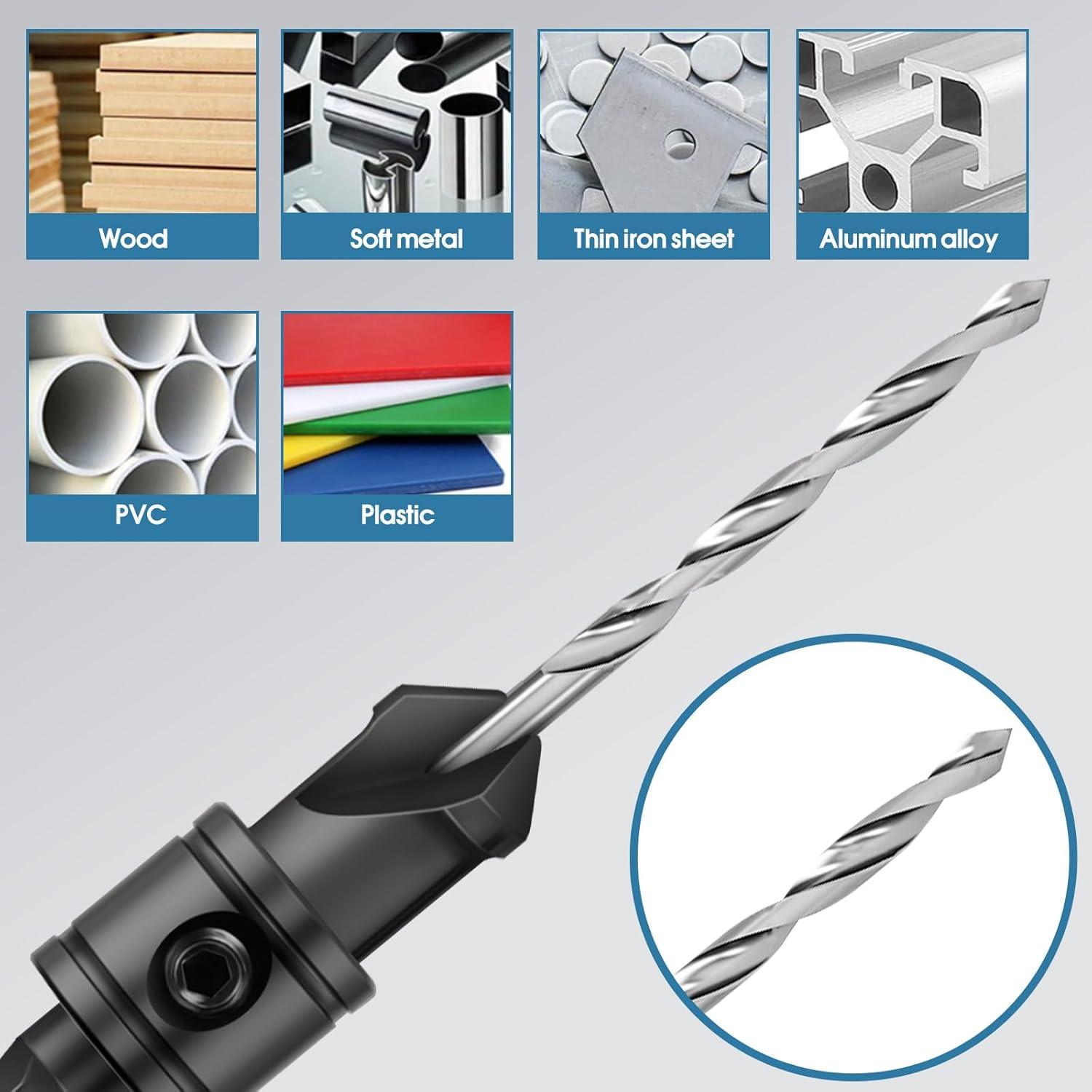 Juego de Brocas de Avellanado Feanron 5 Piezas Madera Metal