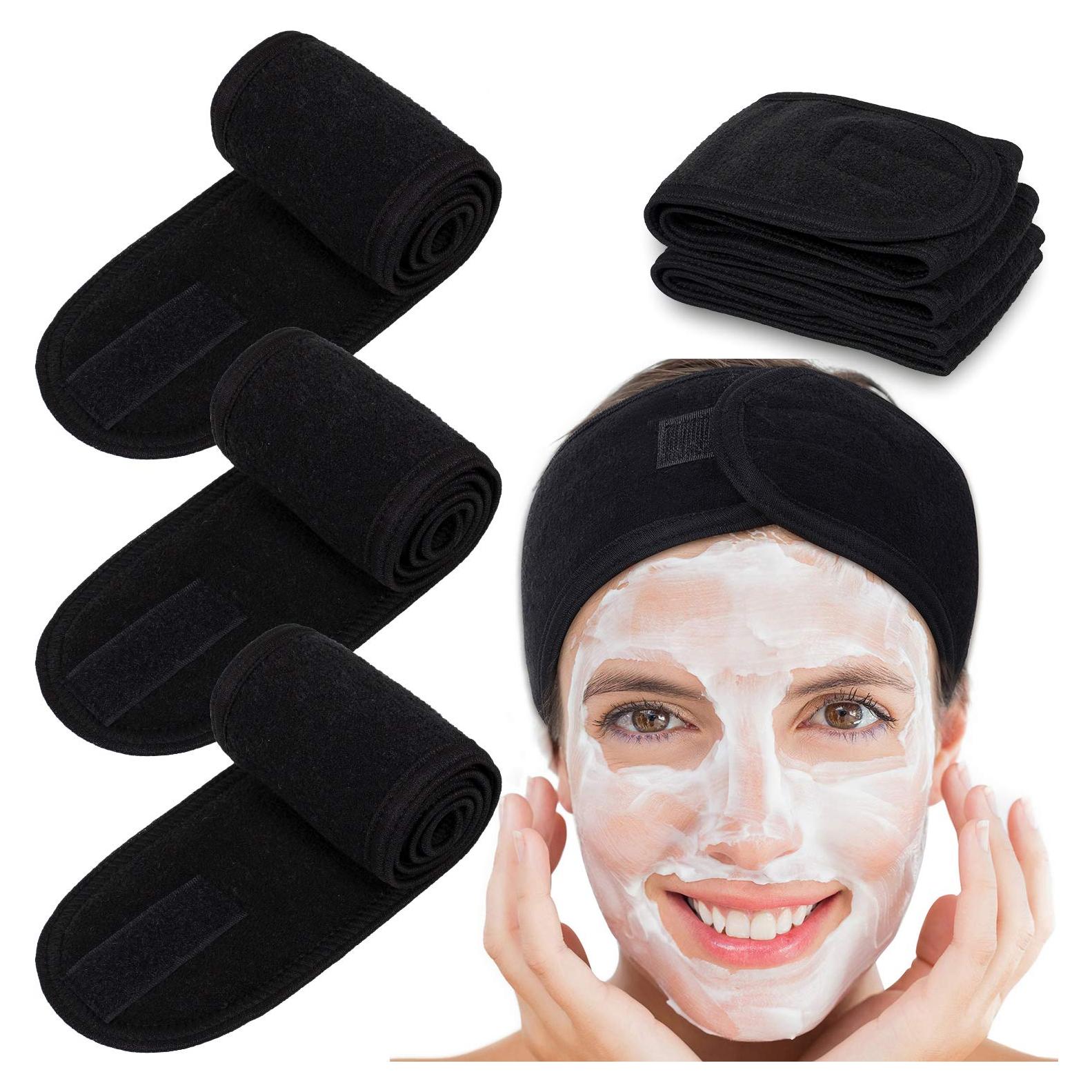 Cinta de Spa Whaline 4 Piezas Toalla Elástica Negra 62x8.5cm