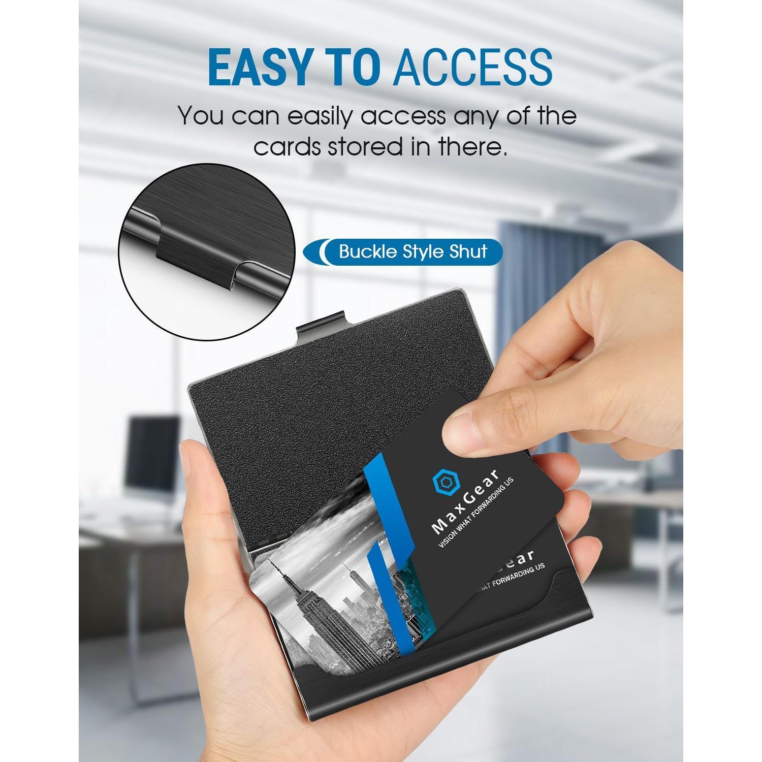 Estuche de Tarjetas de Negocios MaxGear Acero Inoxidable Negro