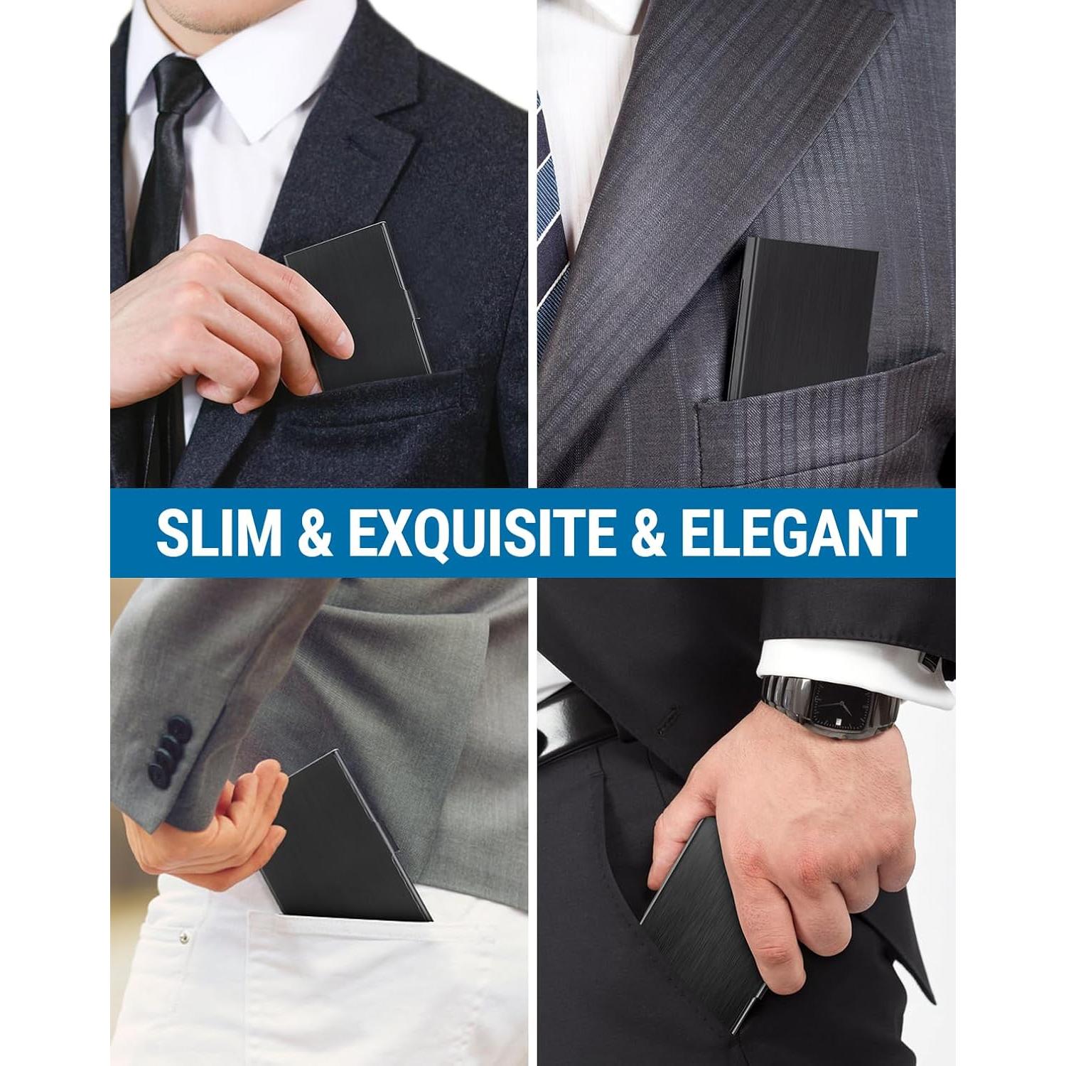 Estuche de Tarjetas de Negocios MaxGear Acero Inoxidable Negro