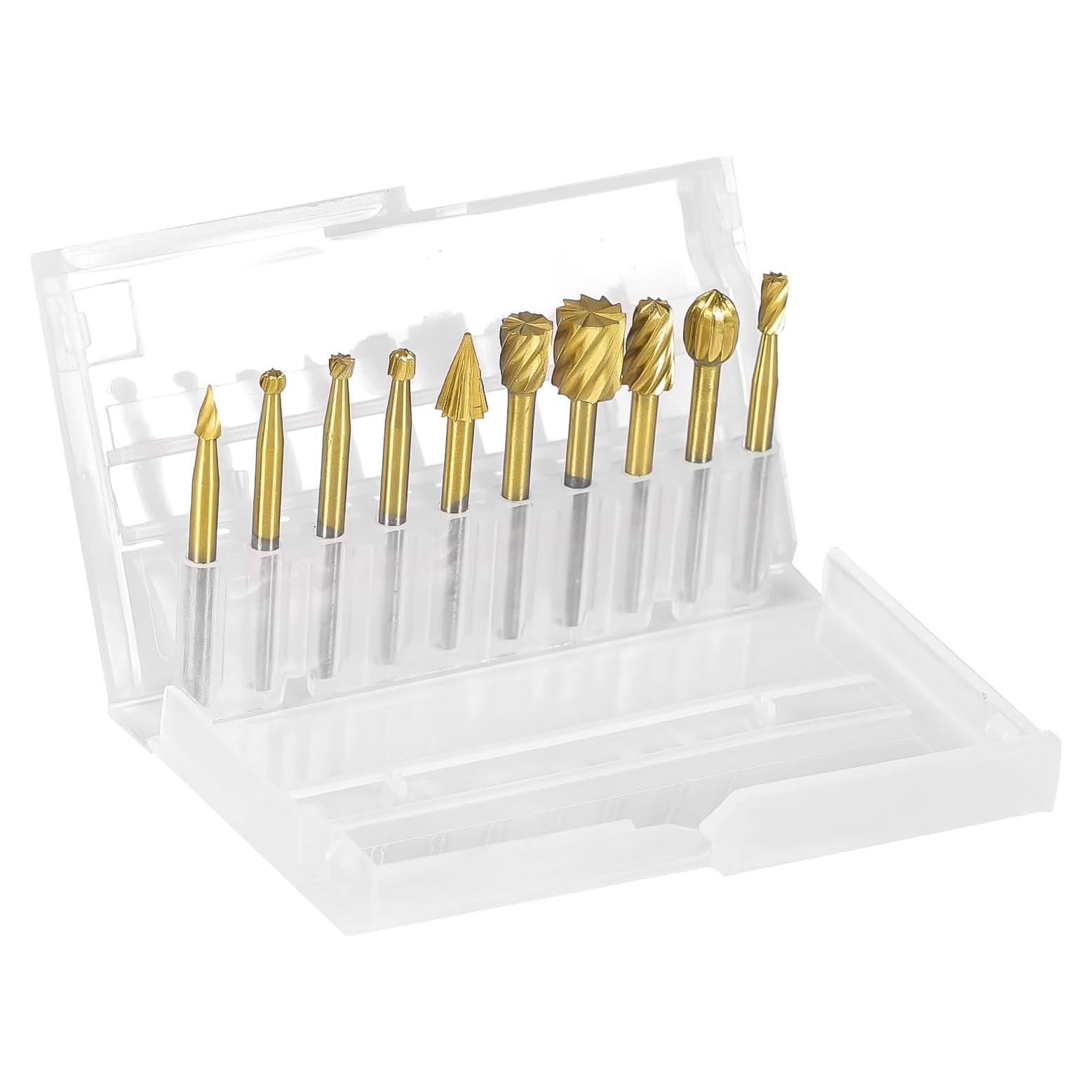 Juego de Puntas de Tallado HSS 10 Piezas 3mm para Carpintería