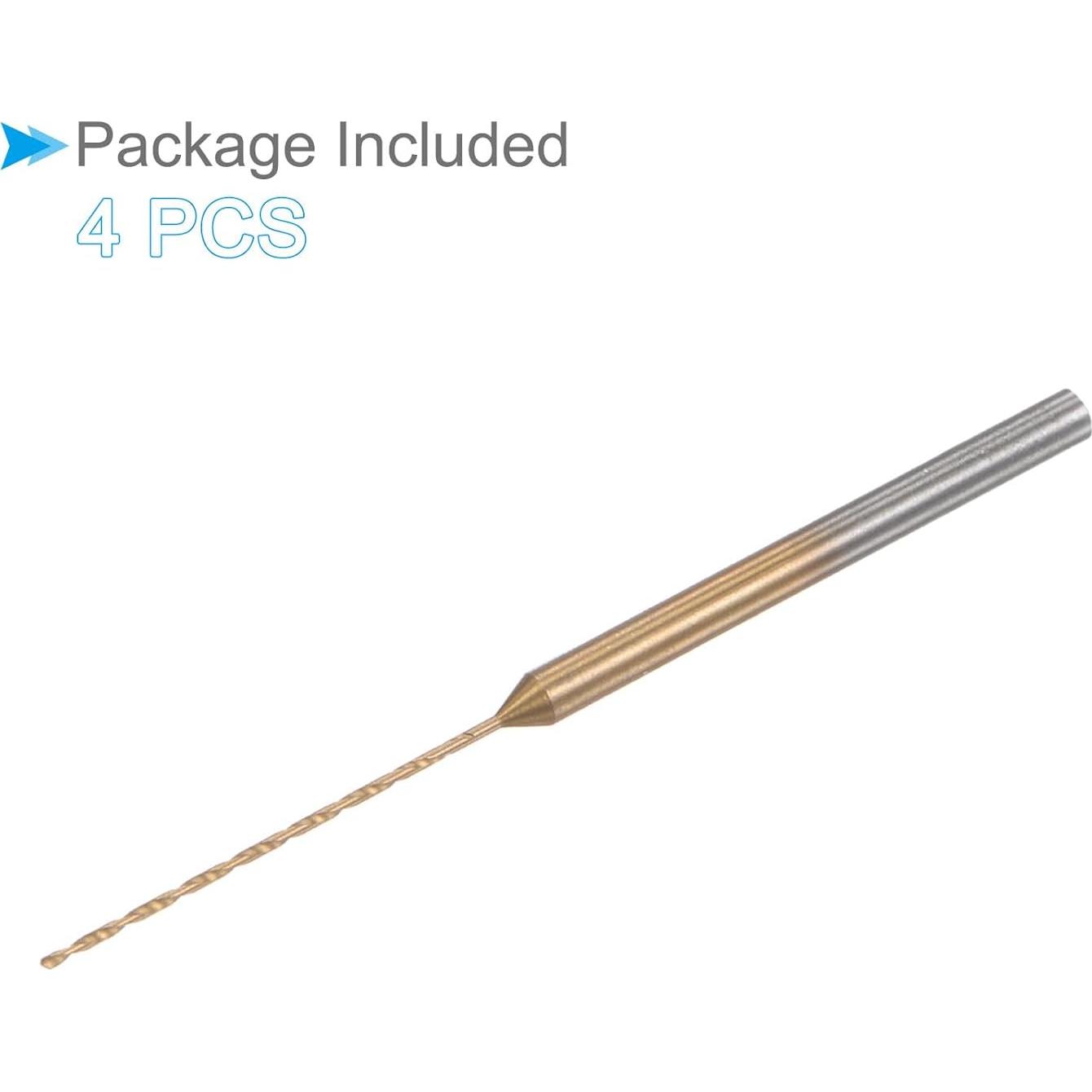 Mini Broca 0.6mm CoCud - Acero HSS Recubierta Titanio, 4 Piezas