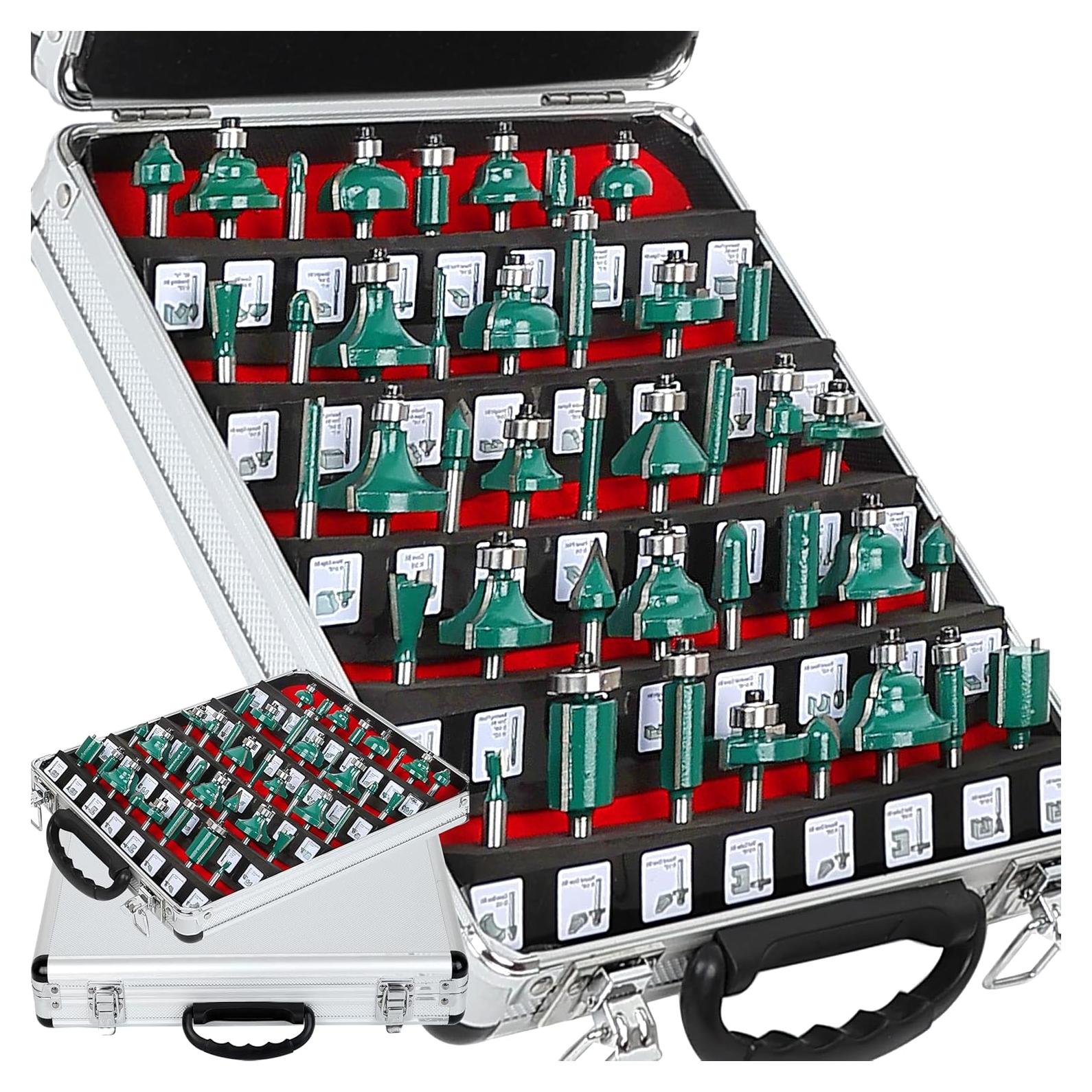 Juego de Brocas de Router TAIWAIN 1/4" 41 PCS Carburo para Carpintería