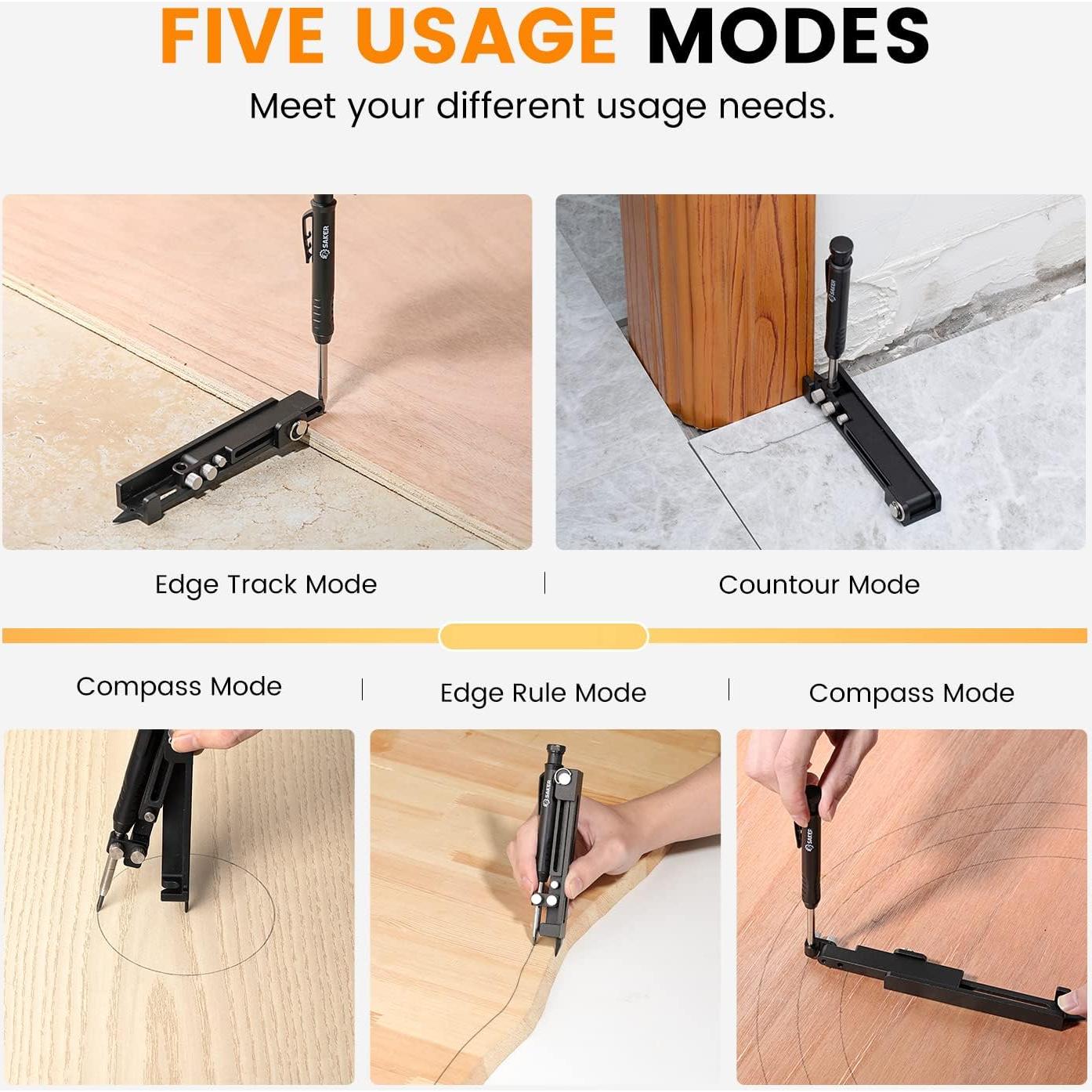 Herramienta de Scribing Multifuncional Saker - Medidor de Contorno y Lápiz