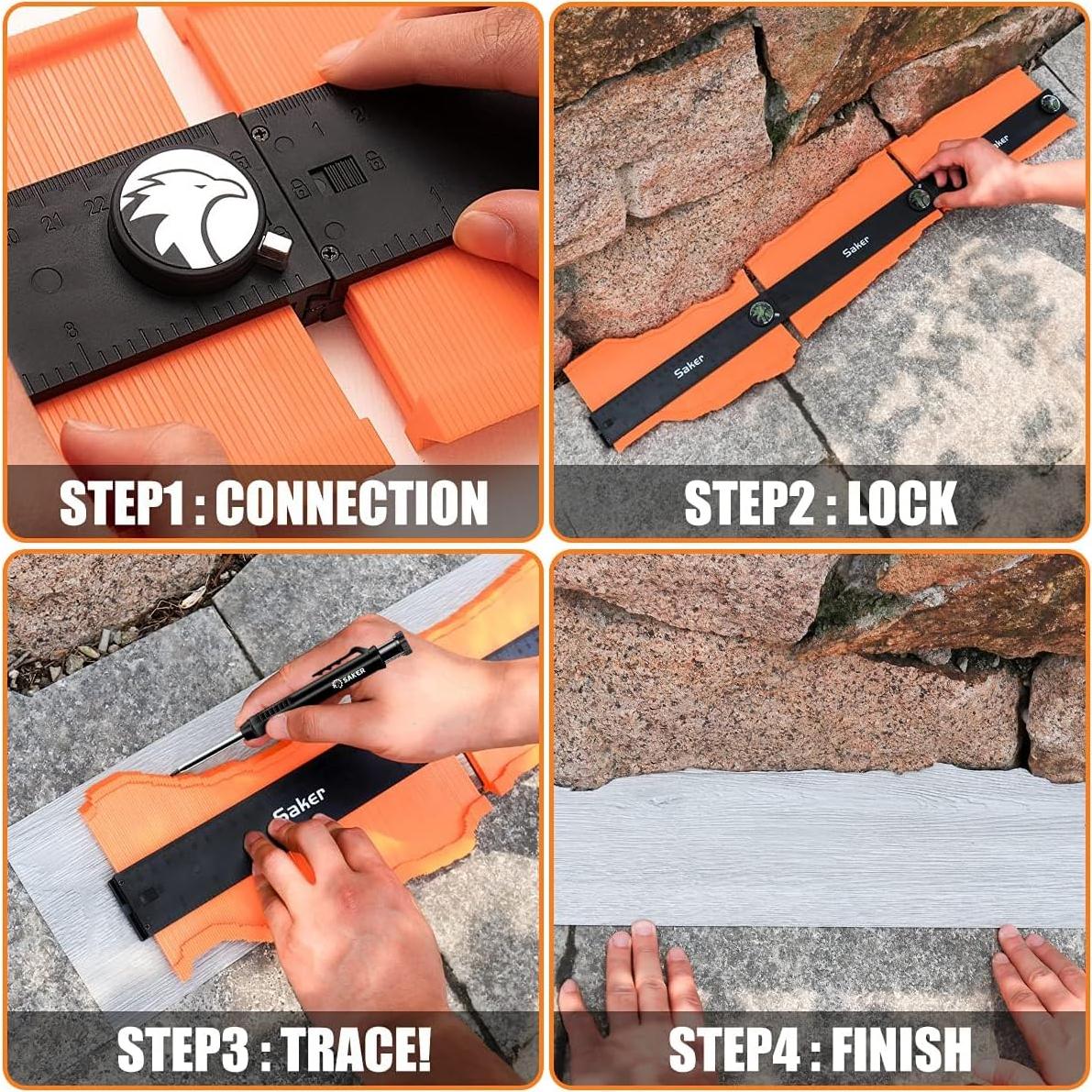 Herramienta de Scribing Multifuncional Saker - Medidor de Contorno y Lápiz