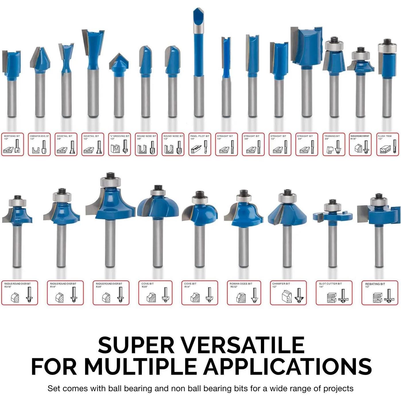 Juego de Brocas de Router HILTEX 10108 de Carburo 24 Piezas