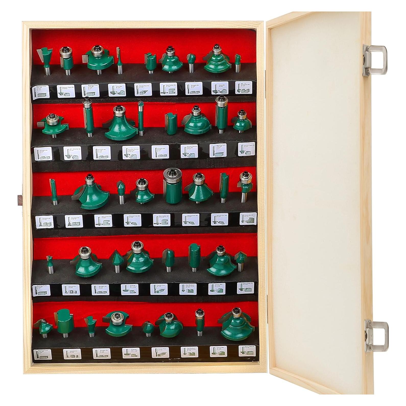 Juego de Brocas de Router TAIWAIN 41PCS 1/4" Mango Carburo