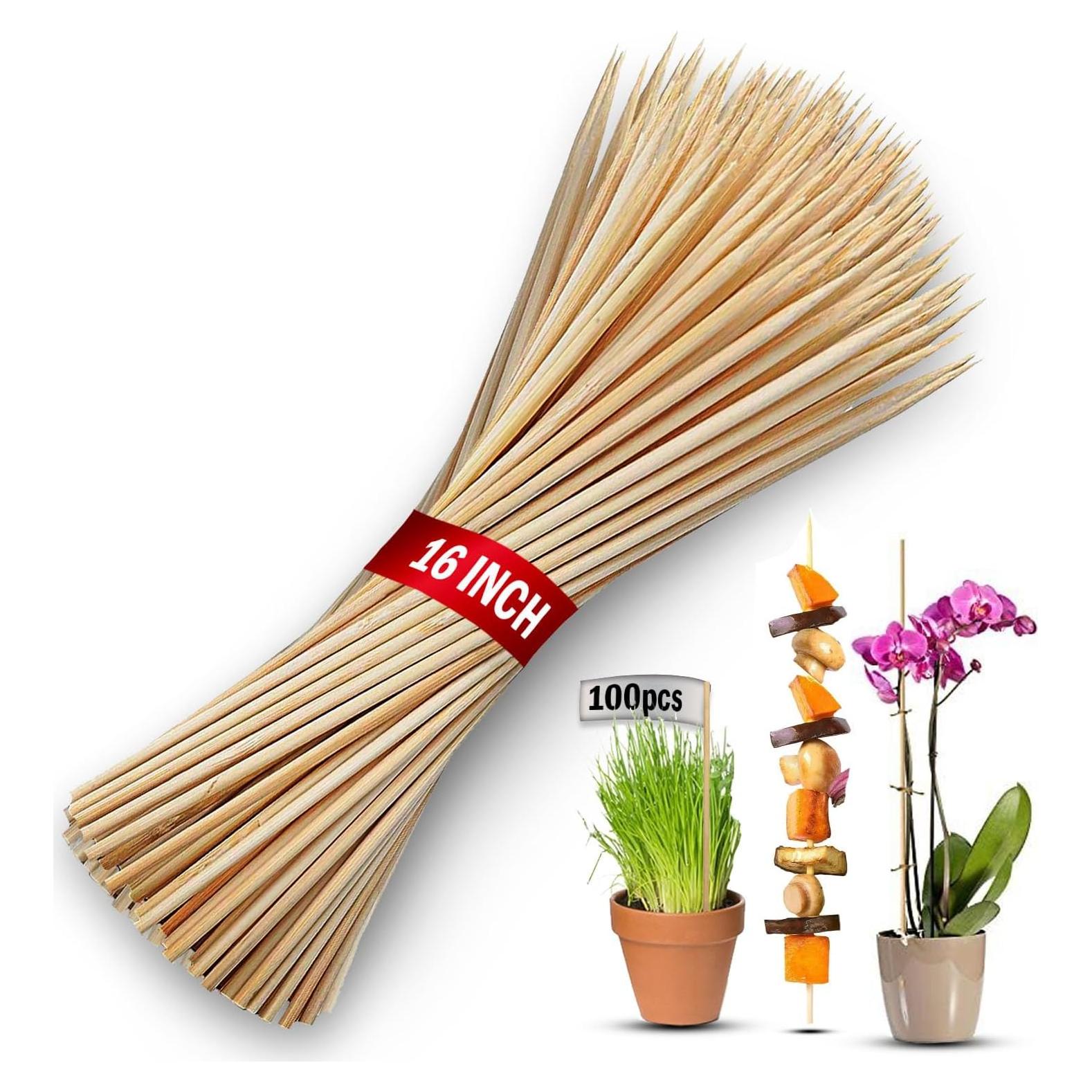 Paquete de 100 estacas de bambú 40.64 cm para plantas KT Deals