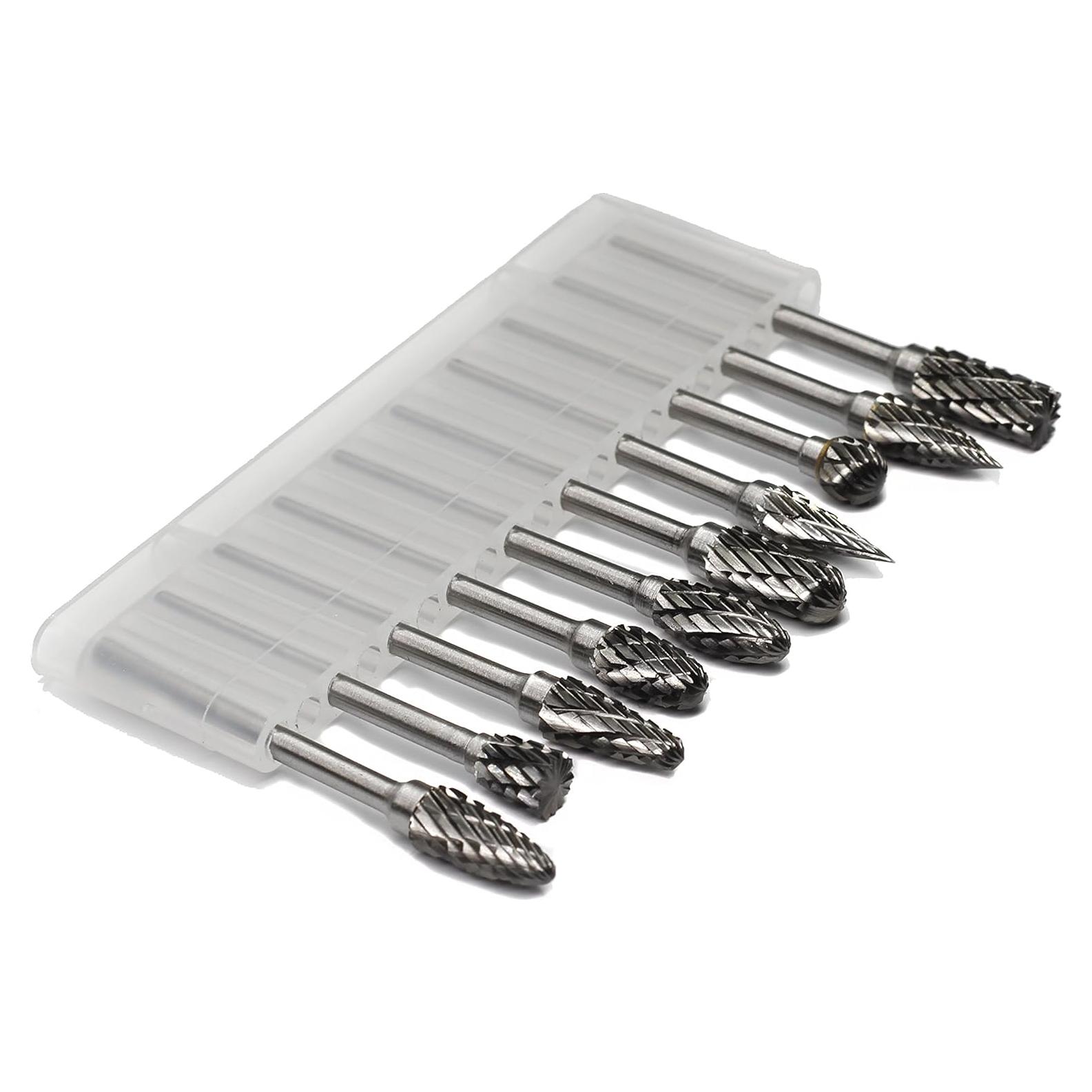 Juego de Fresas Rotativas YUFUTOL 10 Piezas Carburo Doble Corte 3mm