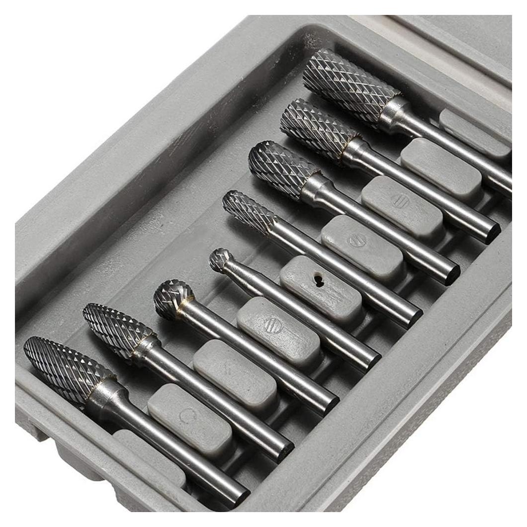 Juego de 8 fresas rotativas de carburo 6.35mm para amoladora