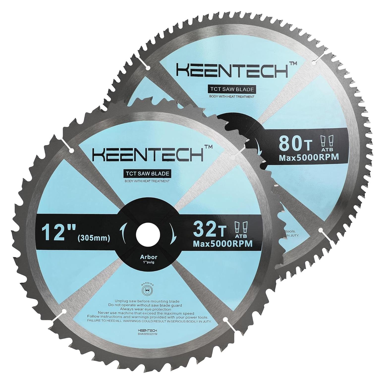 Hojas de Sierra Circular KEENTECH 30.48 cm 32T y 80T para Madera
