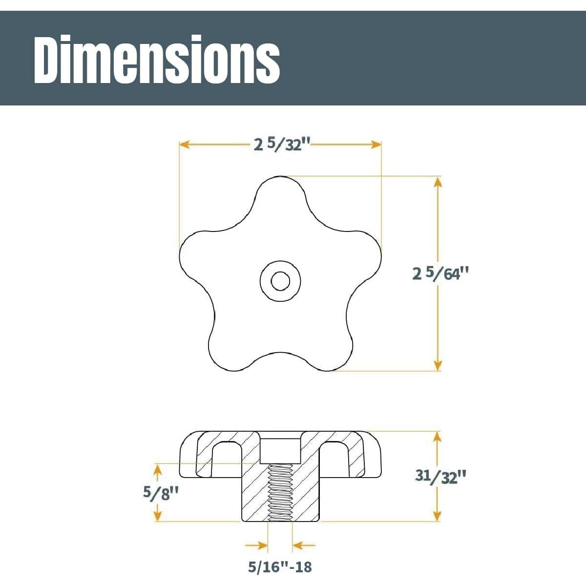 Kit de Perillas T POWERTEC 71121V, 16 Piezas, Tornillos 5/16-18