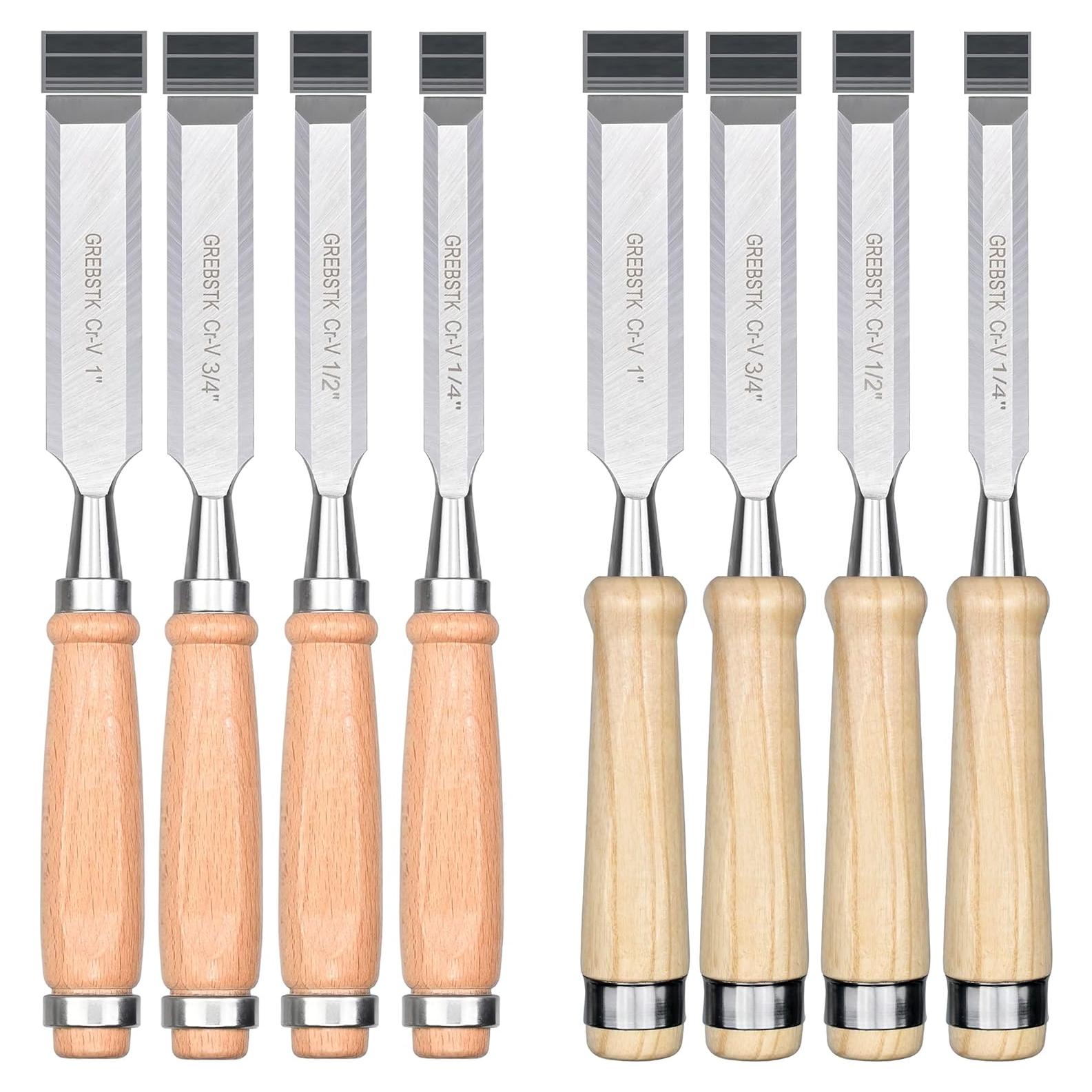 Juego de Cinceles de Madera GREBSTK 8 Piezas Acero Cr-V