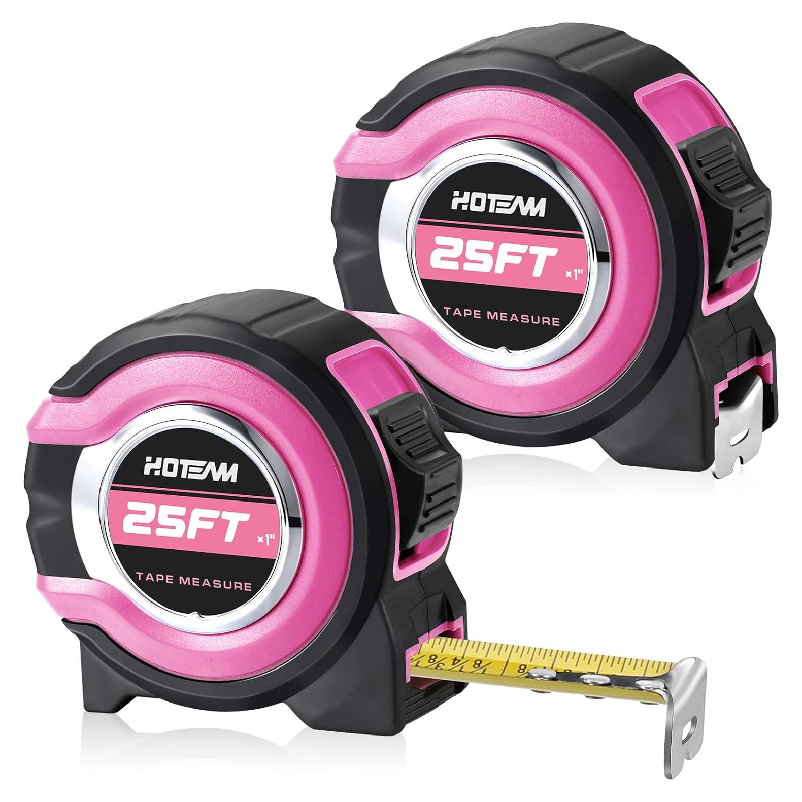 Cinta Métrica Retráctil Hoteam 2 Pcs Rosa 7.62 m Precisión