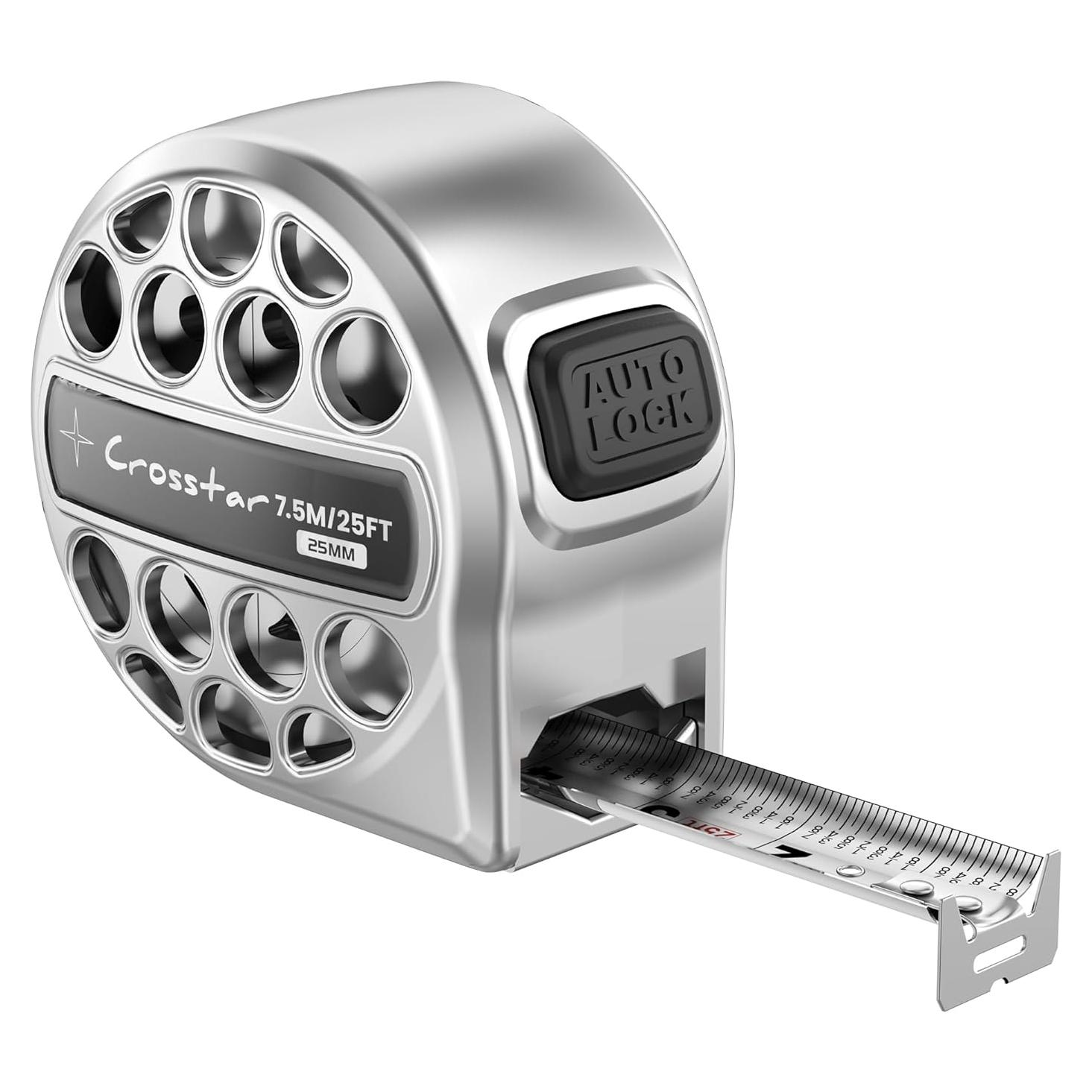 Cinta Métrica Autocierre 7.62m Crosstar Doble Cara Acero Inoxidable