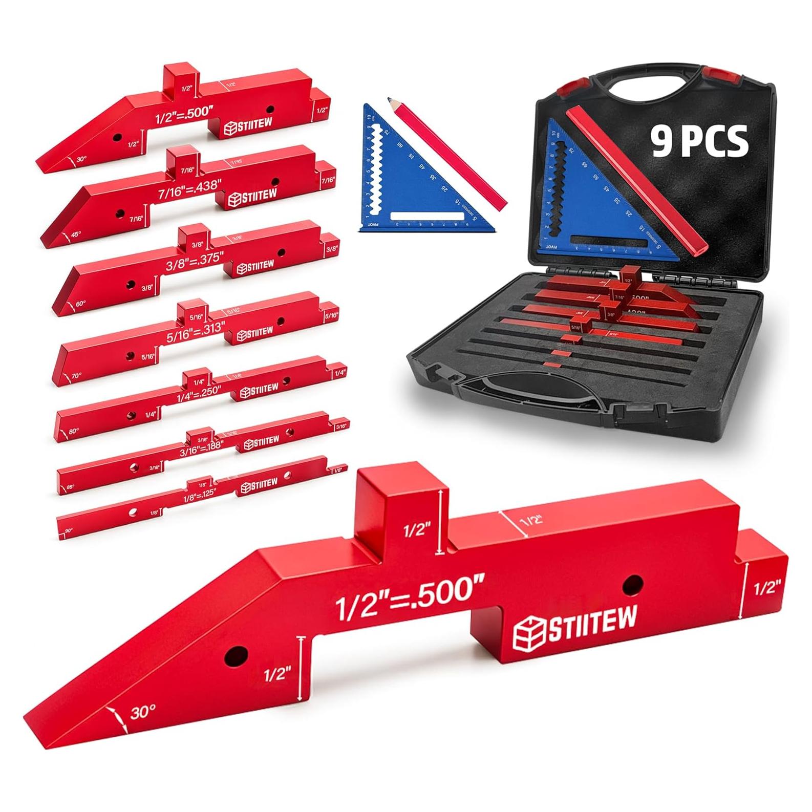 Juego de Bloques de Configuración STIITEW 7 Piezas Aluminio Rojo