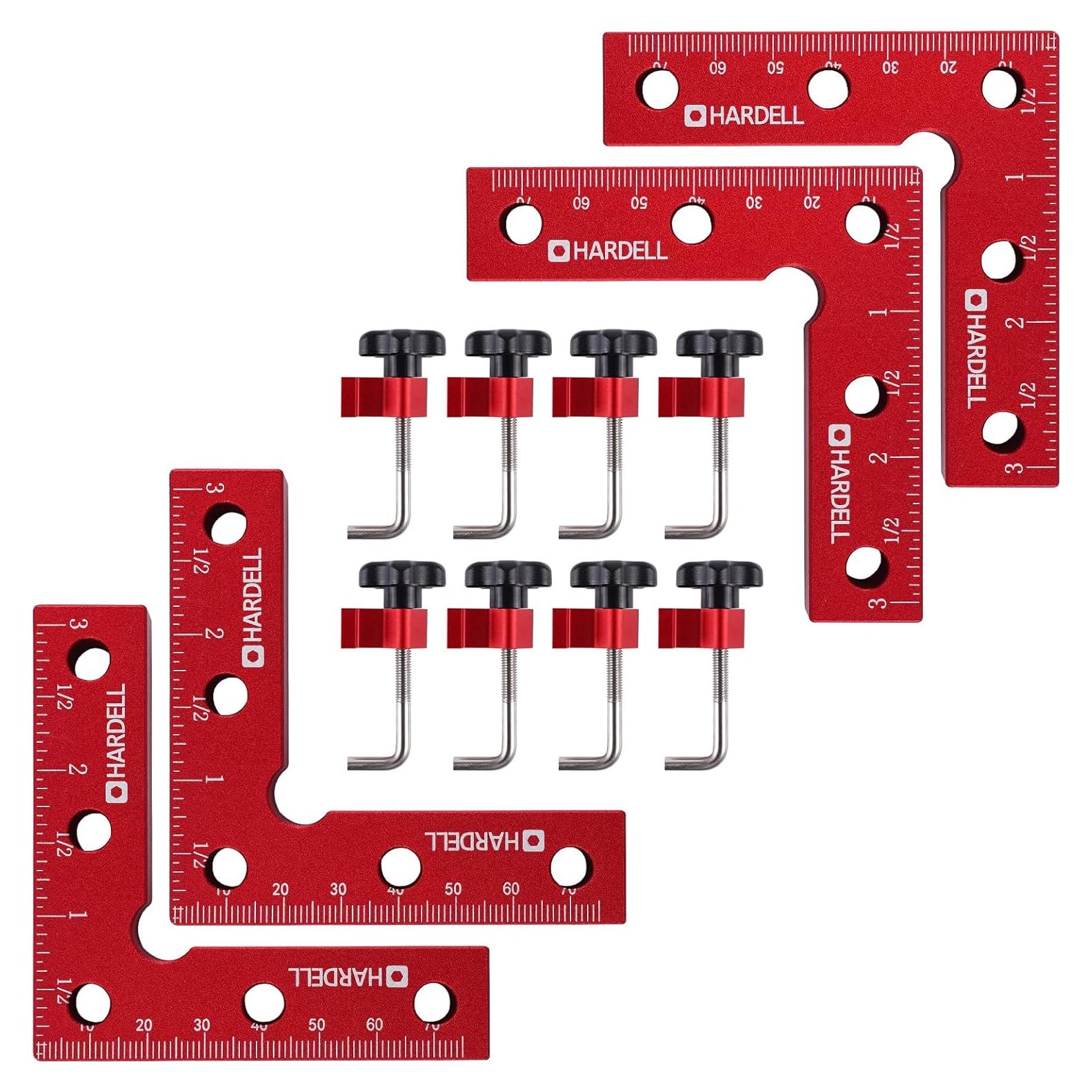 Cuadrados de Posicionamiento 90° HARDELL 80mm Aluminio 4 Pack