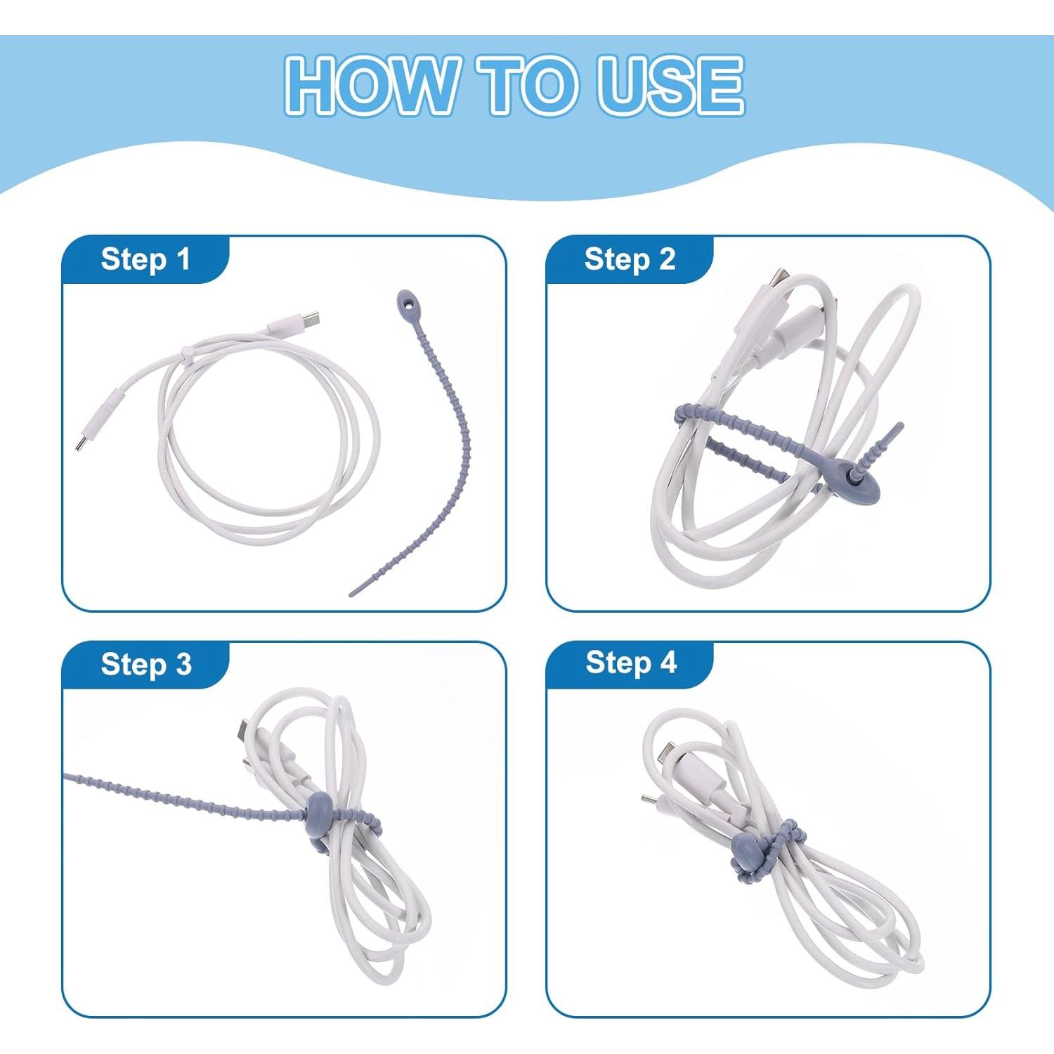 20 Piezas Correas de Silicona Reutilizables uxcell 10.16cm Blancas