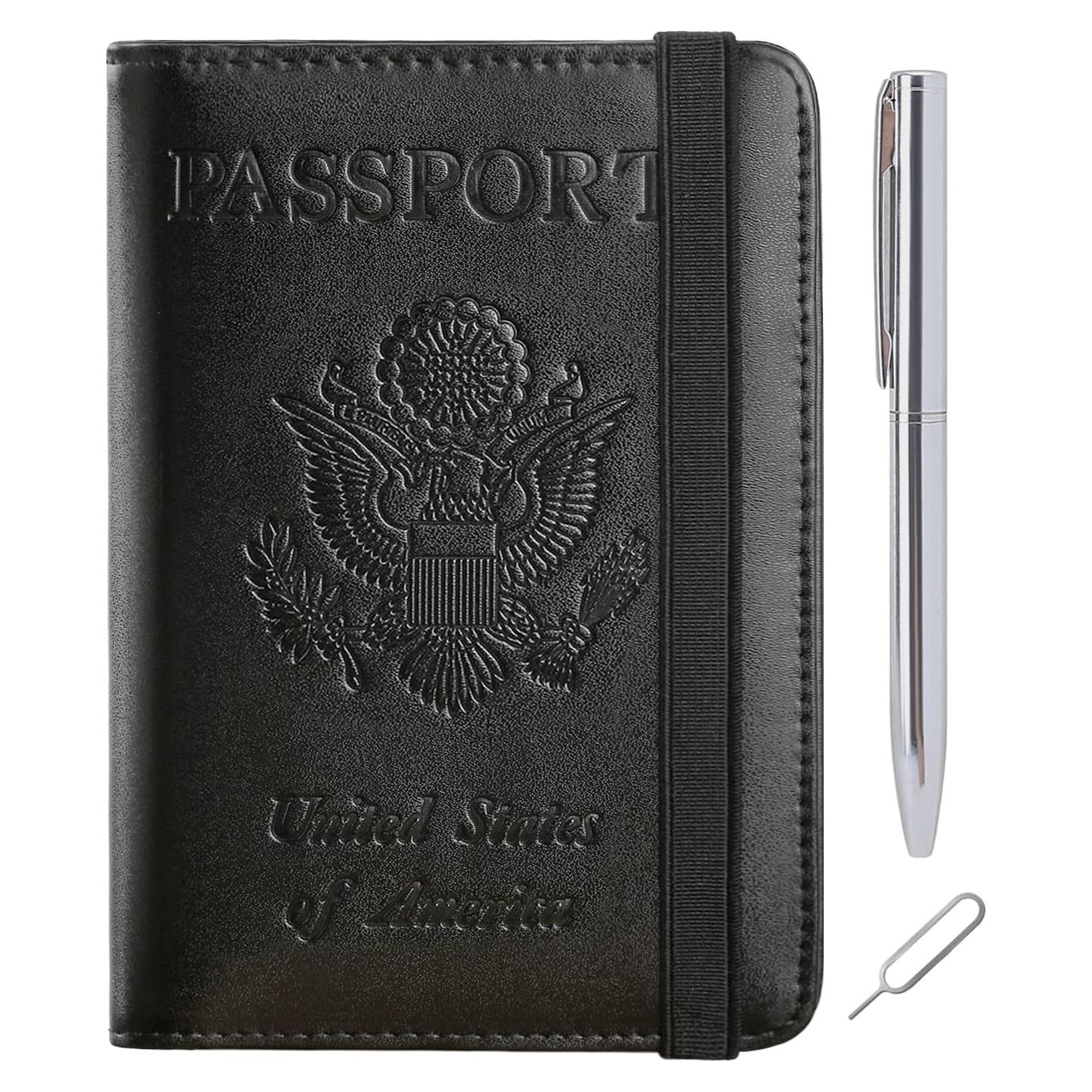 Funda de Pasaporte PASCACOO Mejorada con Bloqueo RFID Negro