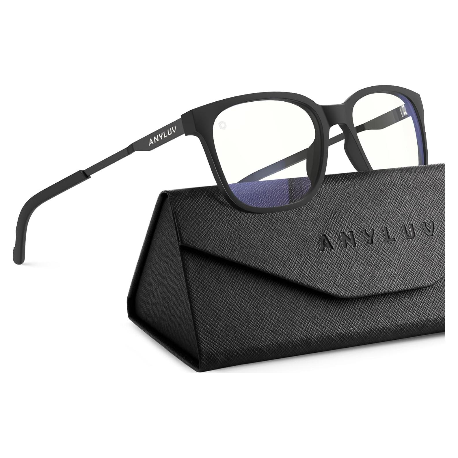 Gafas de luz azul ANYLUV para hombres, modelo 114, negro mate