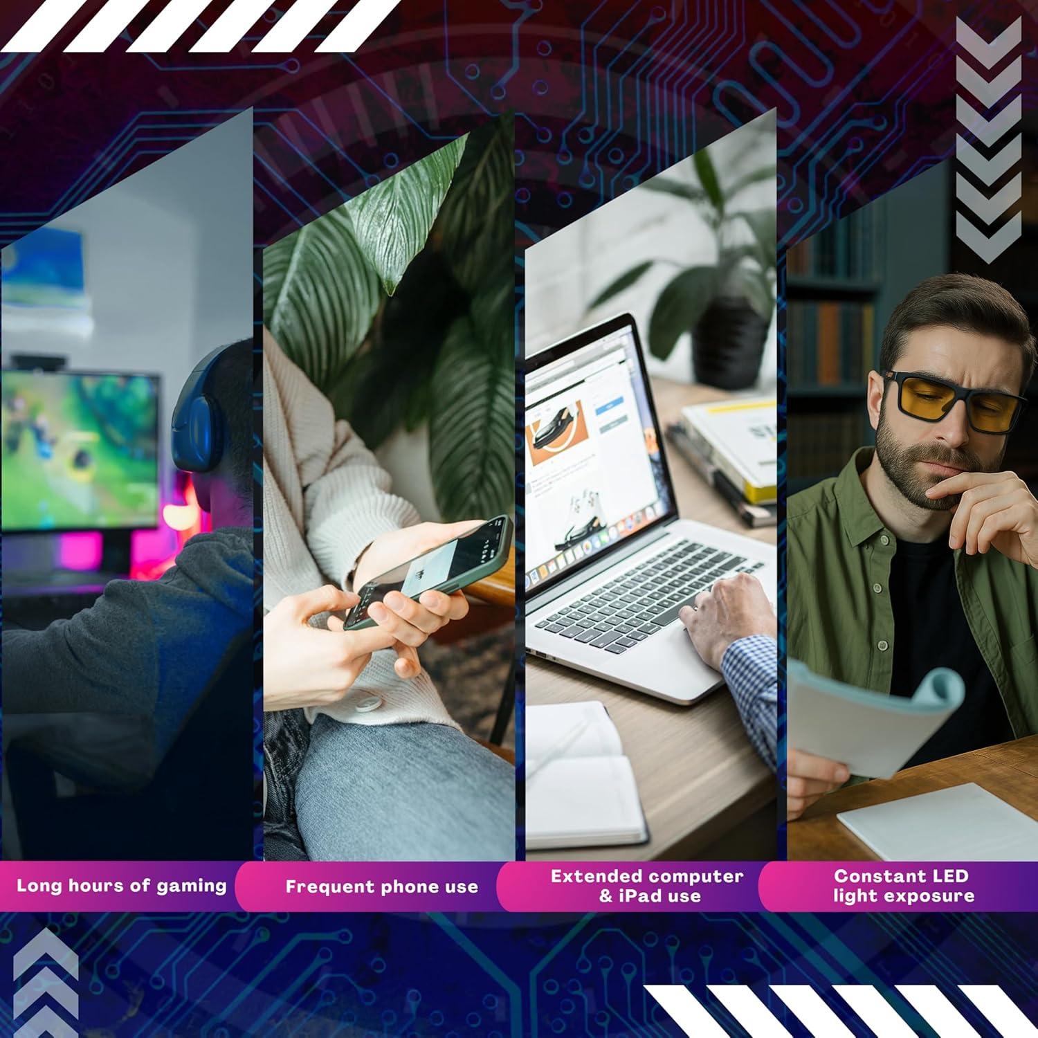 Gafas Gaming RT100 Anti Luz Azul Amarillo P1a Negro Mate