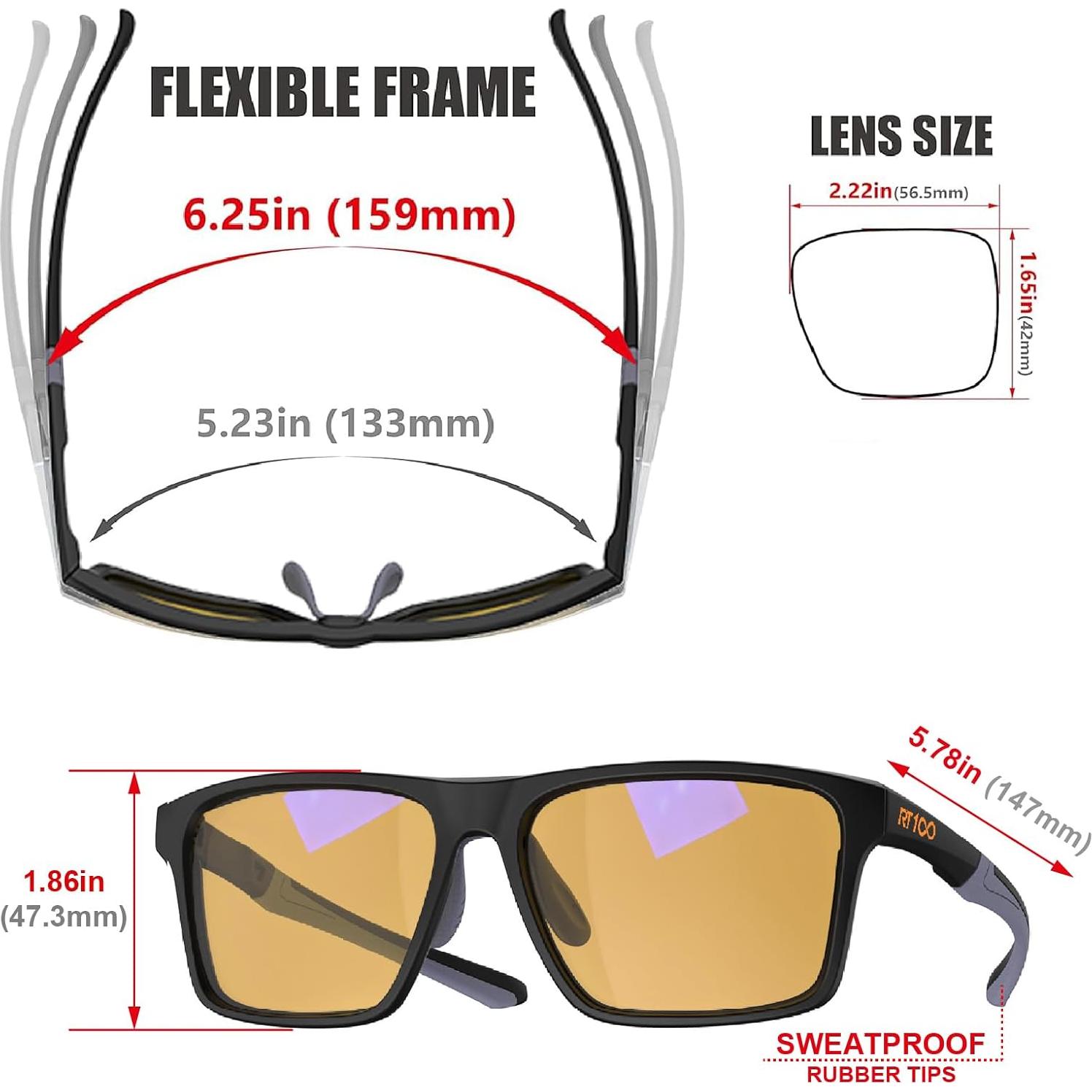 Gafas Gaming RT100 Anti Luz Azul Amarillo P1a Negro Mate