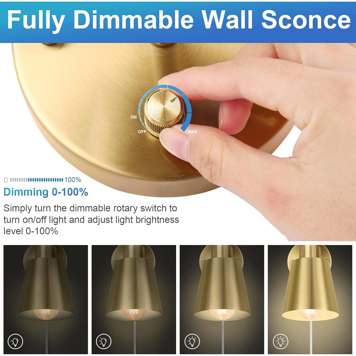 Aplique de pared regulable VATONI oro con bombilla LED 6W