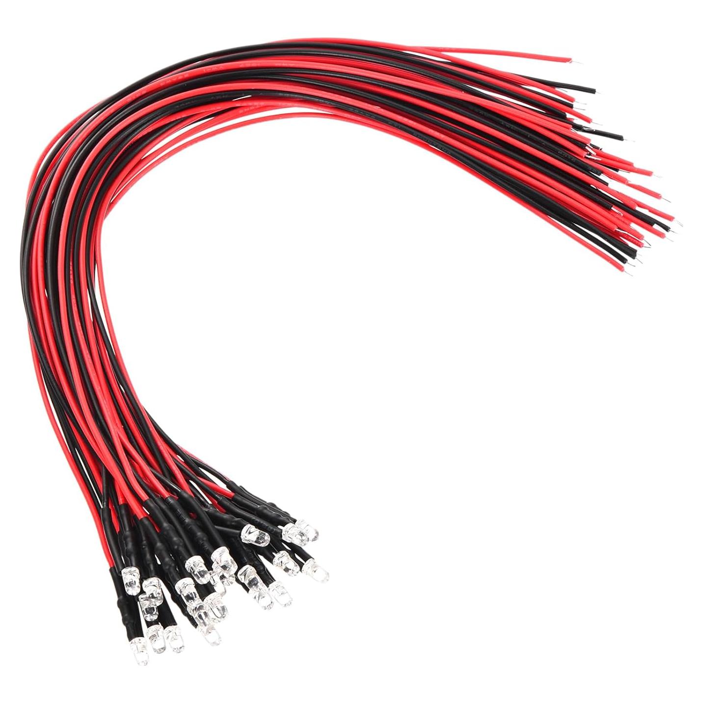 Diodos LED 3mm PATIKIL Luz Azul 20 Pcs 3V Pre Cableados